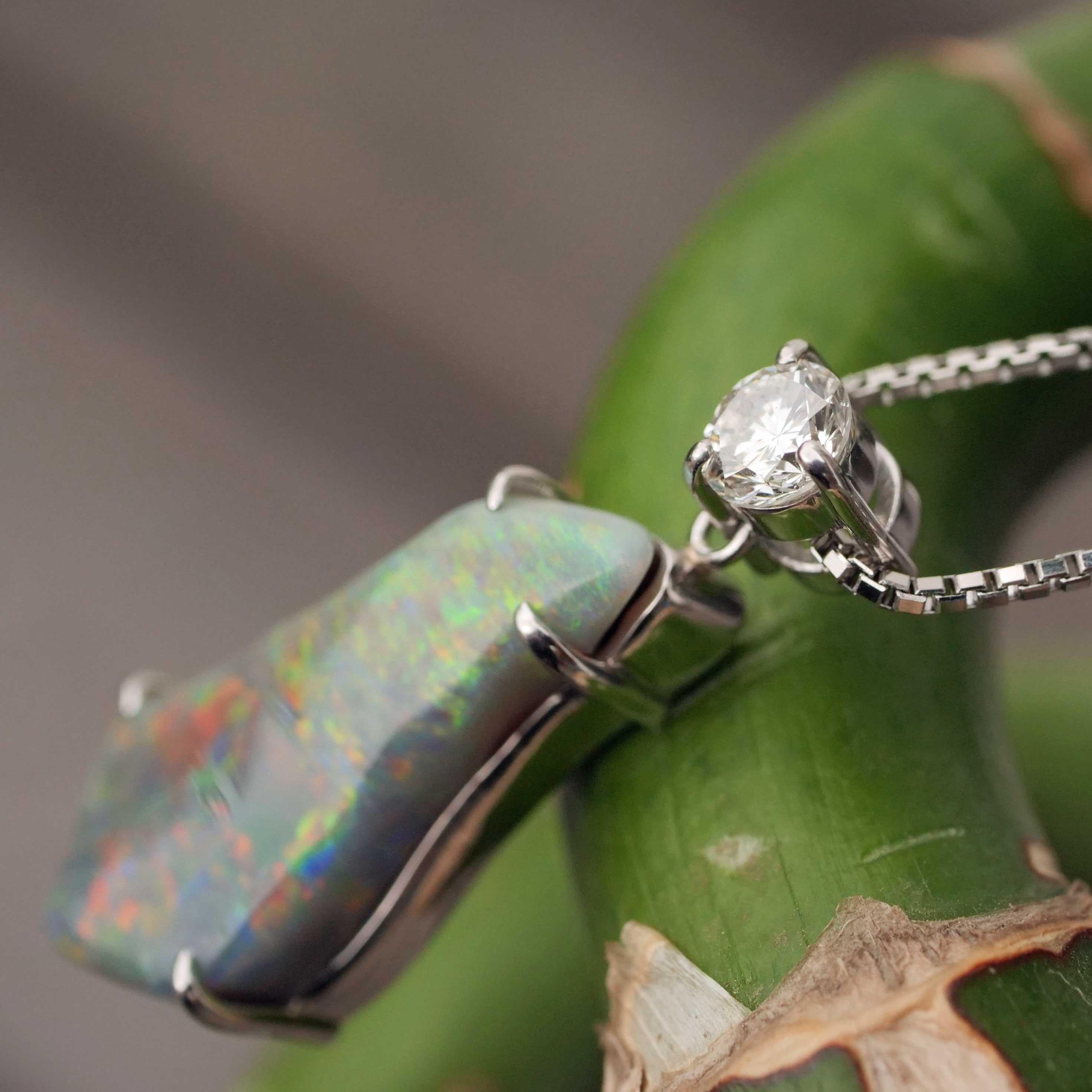 Weißer Vollopal-Brillant-Anhänger mit Kette 900 850 Platin 4,38 ct 0,284 ct A im Angebot 7