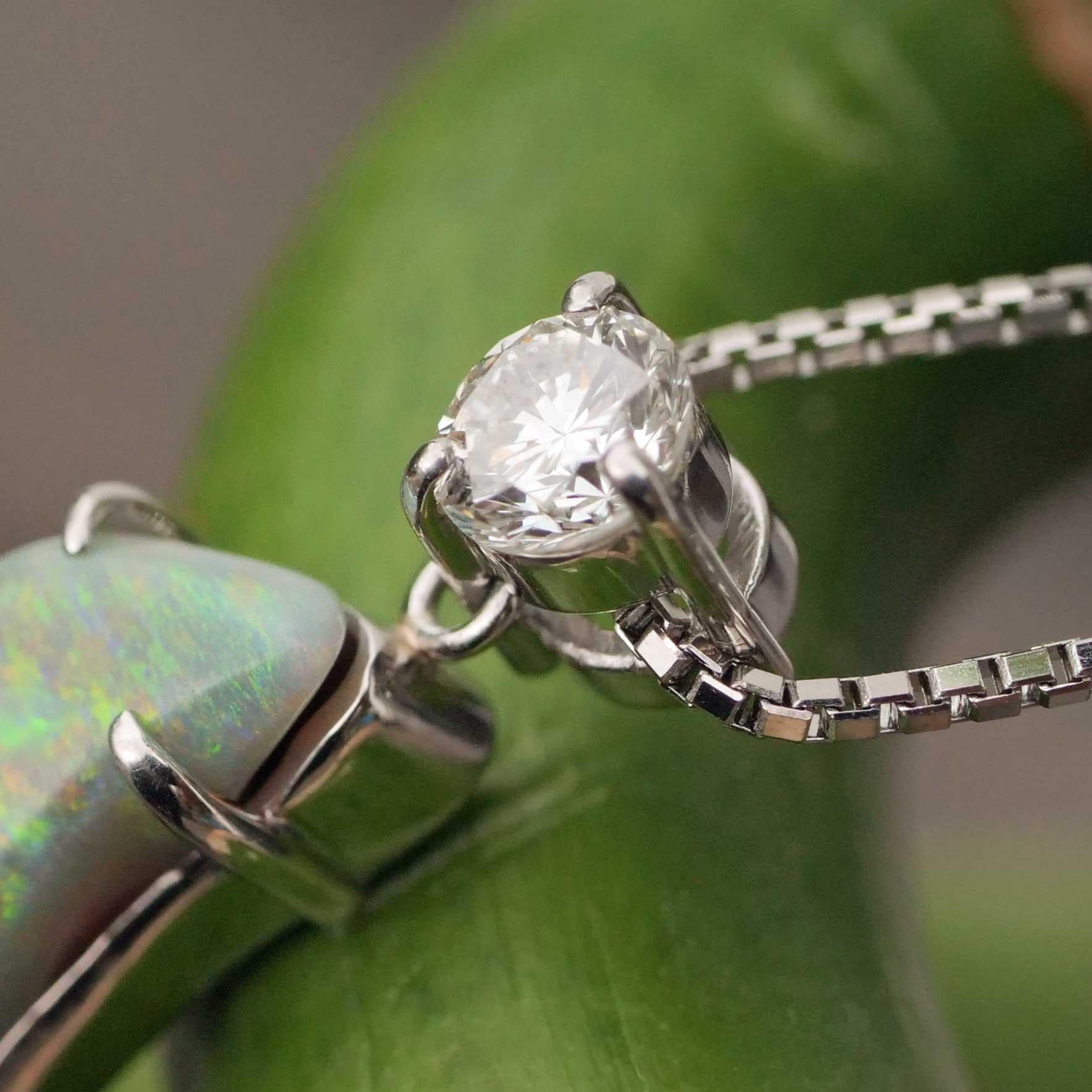 Weißer Vollopal-Brillant-Anhänger mit Kette 900 850 Platin 4,38 ct 0,284 ct A im Angebot 8