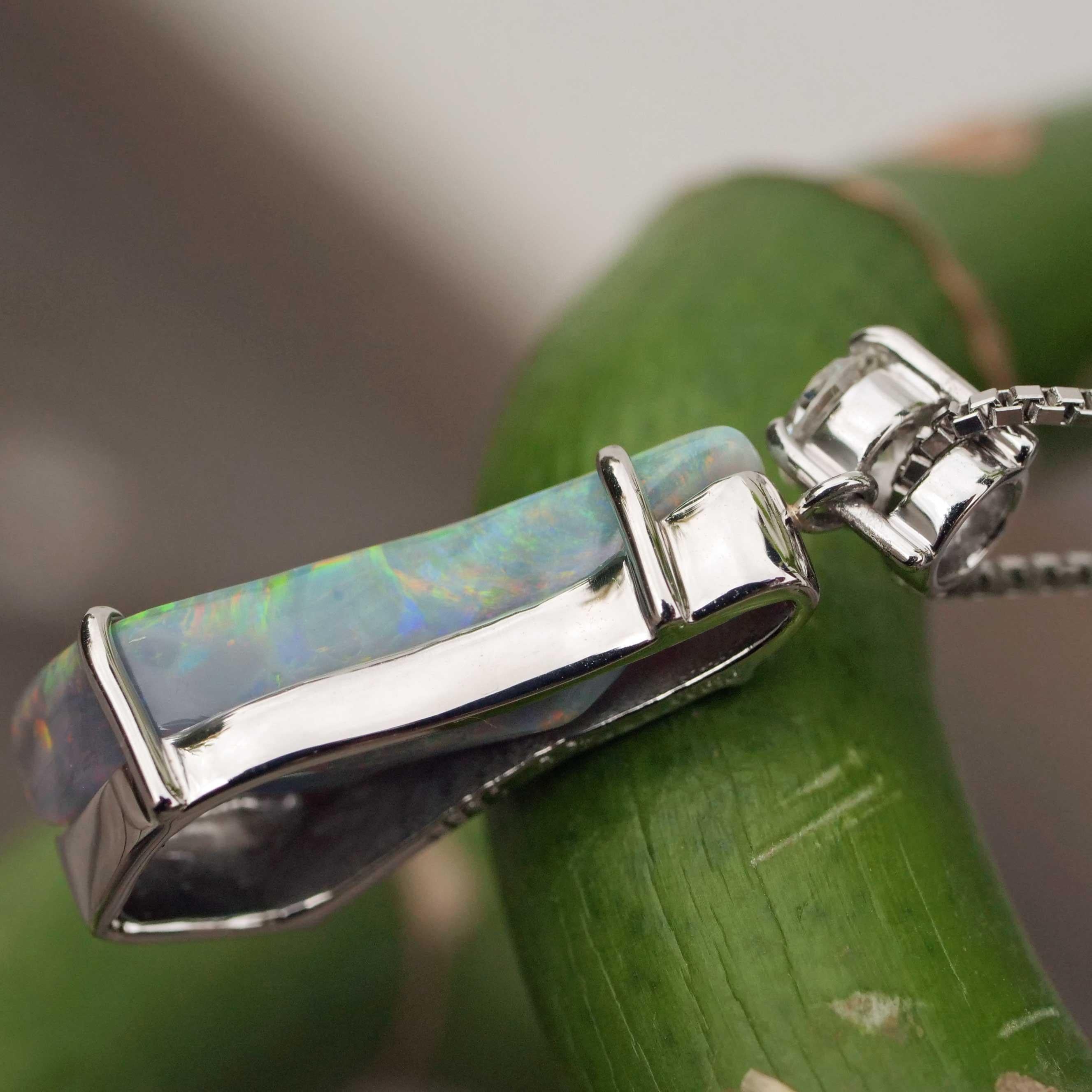 Weißer Vollopal-Brillant-Anhänger mit Kette 900 850 Platin 4,38 ct 0,284 ct A im Angebot 9