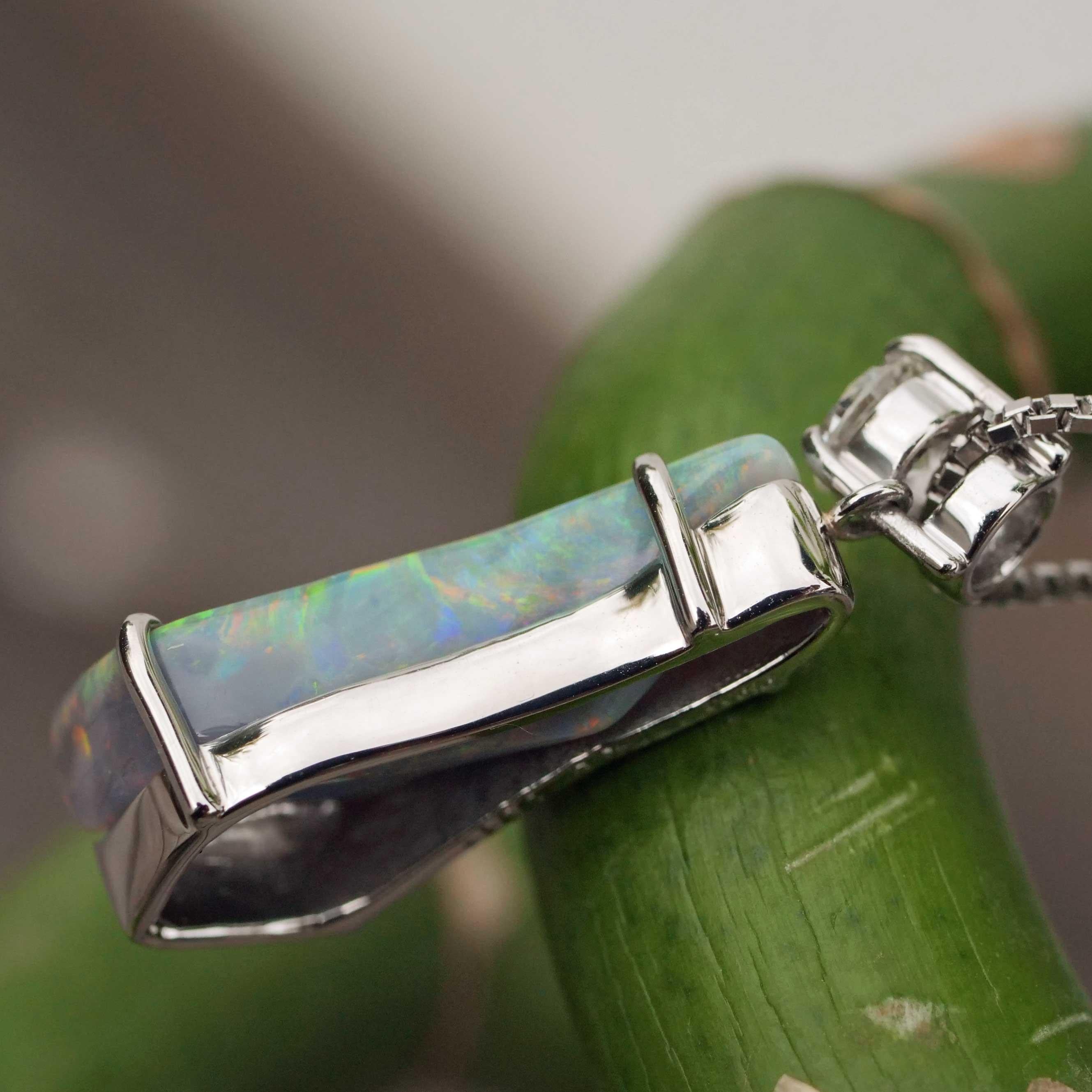 Weißer Vollopal-Brillant-Anhänger mit Kette 900 850 Platin 4,38 ct 0,284 ct A im Angebot 11