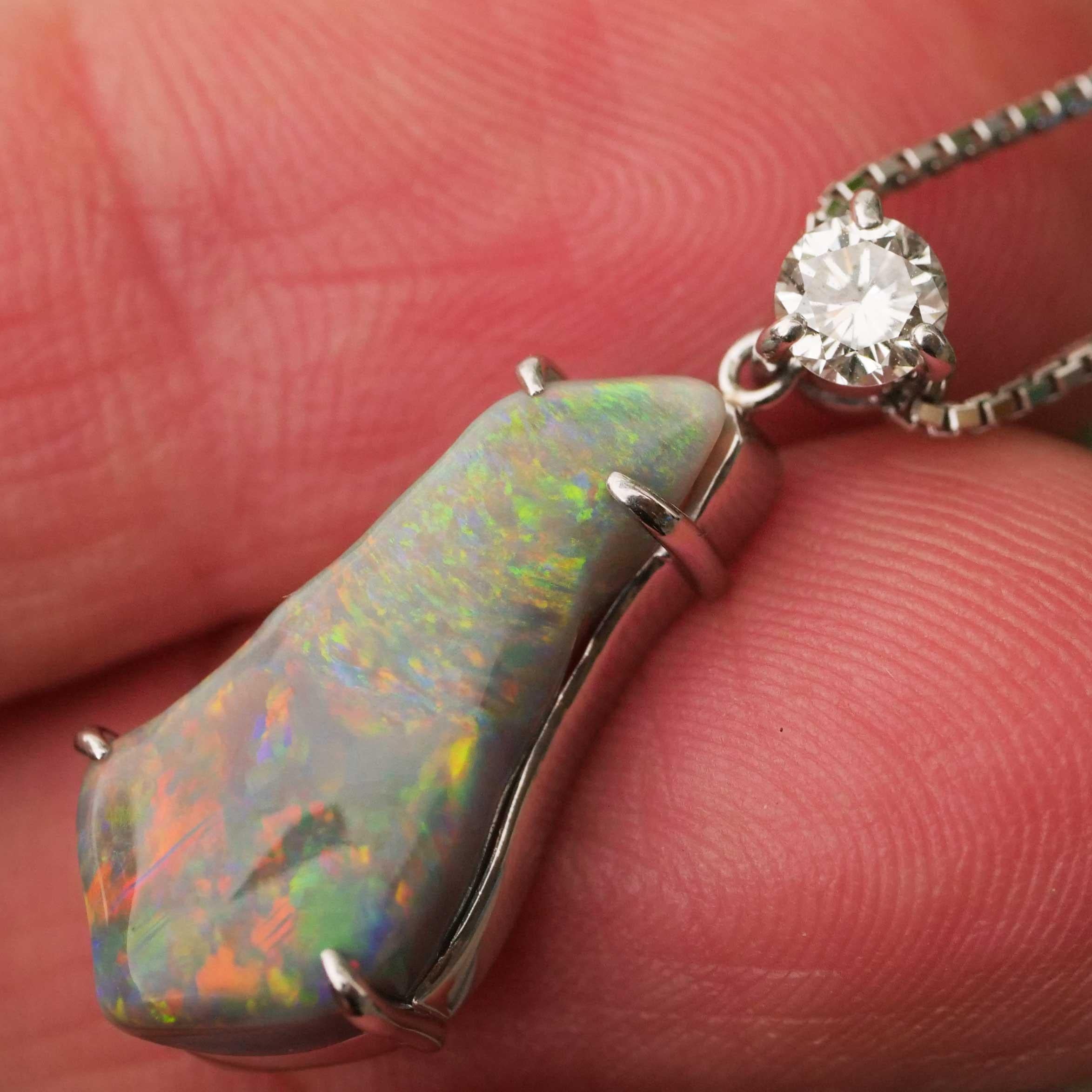 Weißer Vollopal-Brillant-Anhänger mit Kette 900 850 Platin 4,38 ct 0,284 ct A im Angebot 12