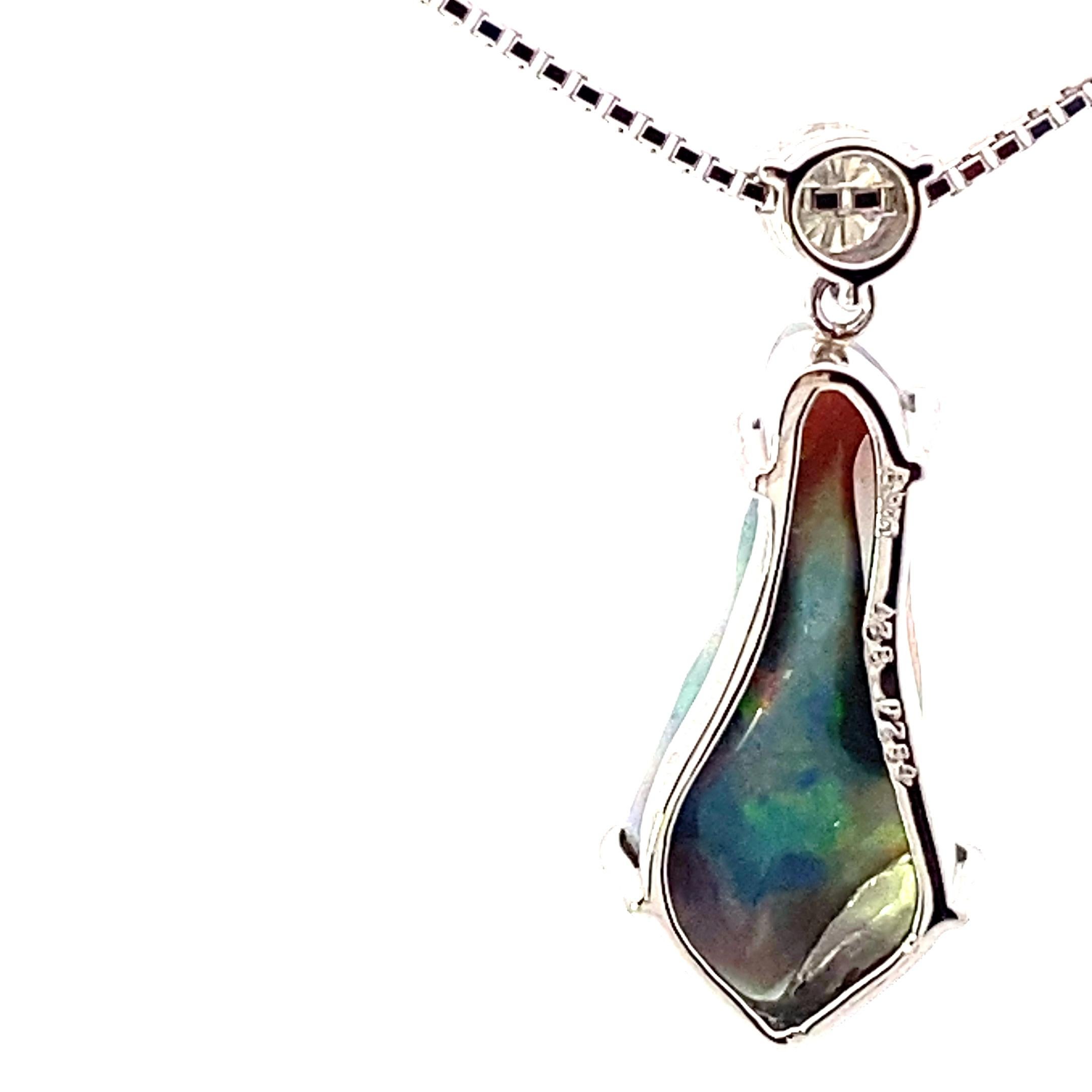 Weißer Vollopal-Brillant-Anhänger mit Kette 900 850 Platin 4,38 ct 0,284 ct A im Angebot 3