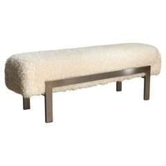 White Fur and Steel Bench