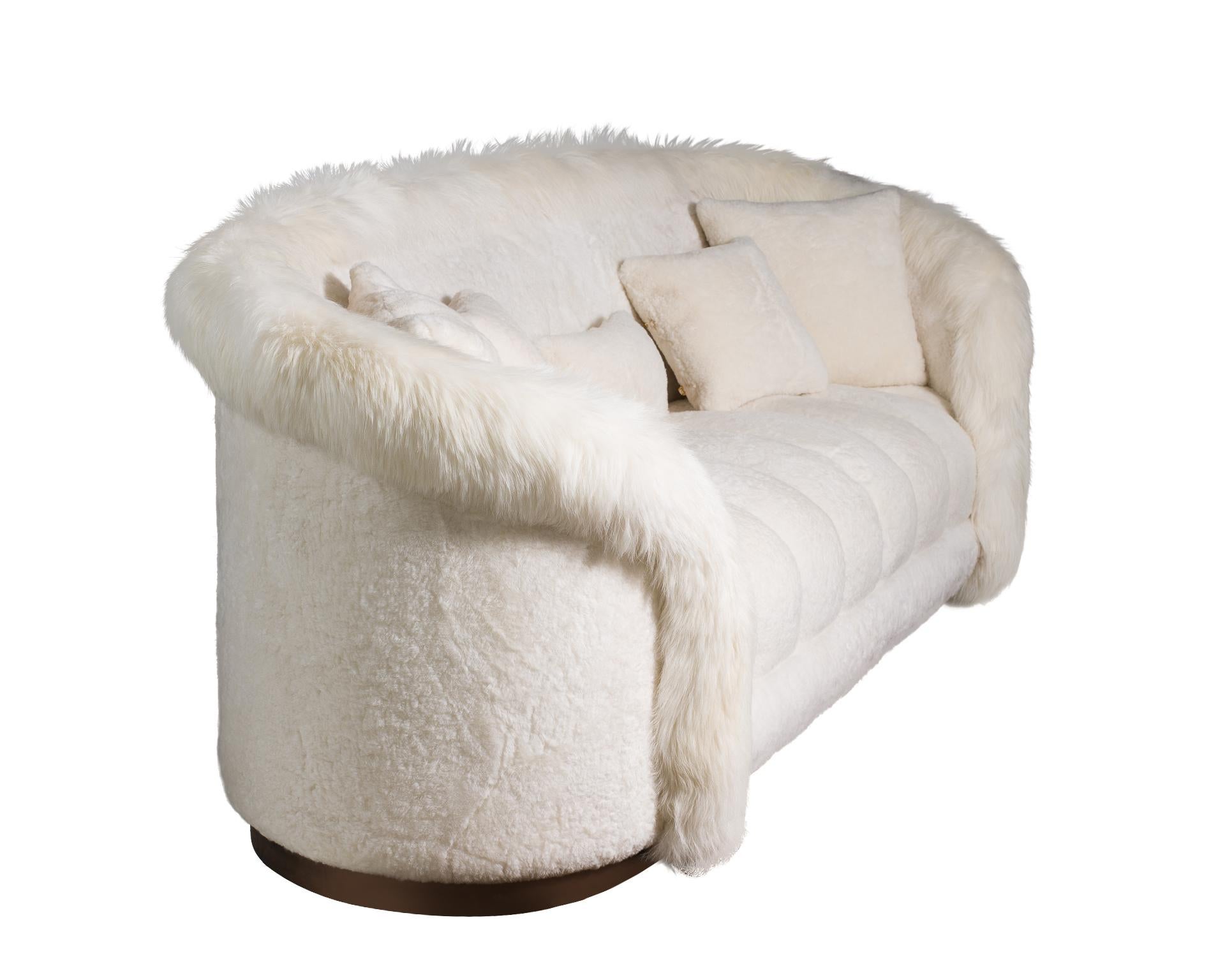 white fur couch