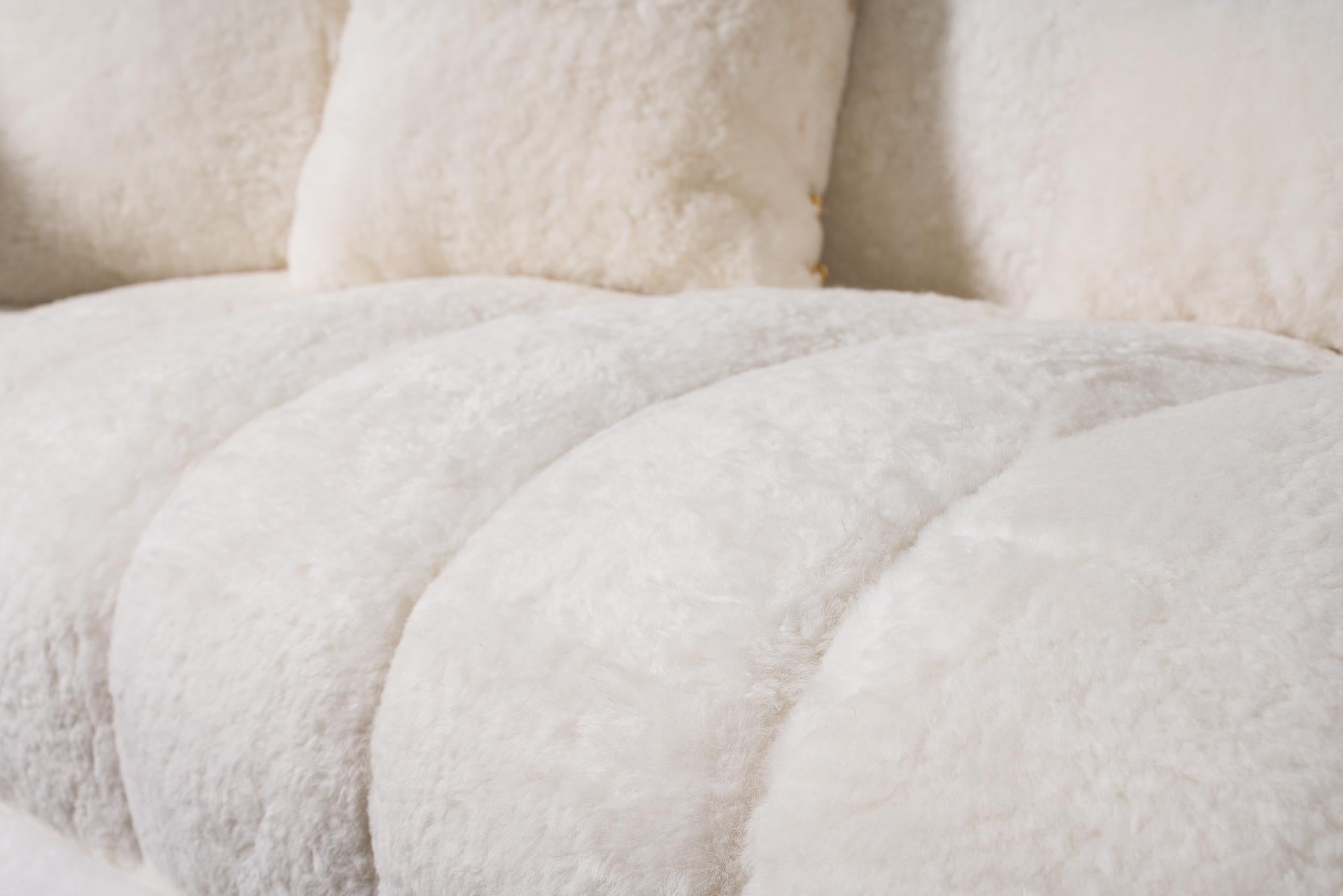 Hand-Crafted White Fur Sofa, The Lady, Limited Edition