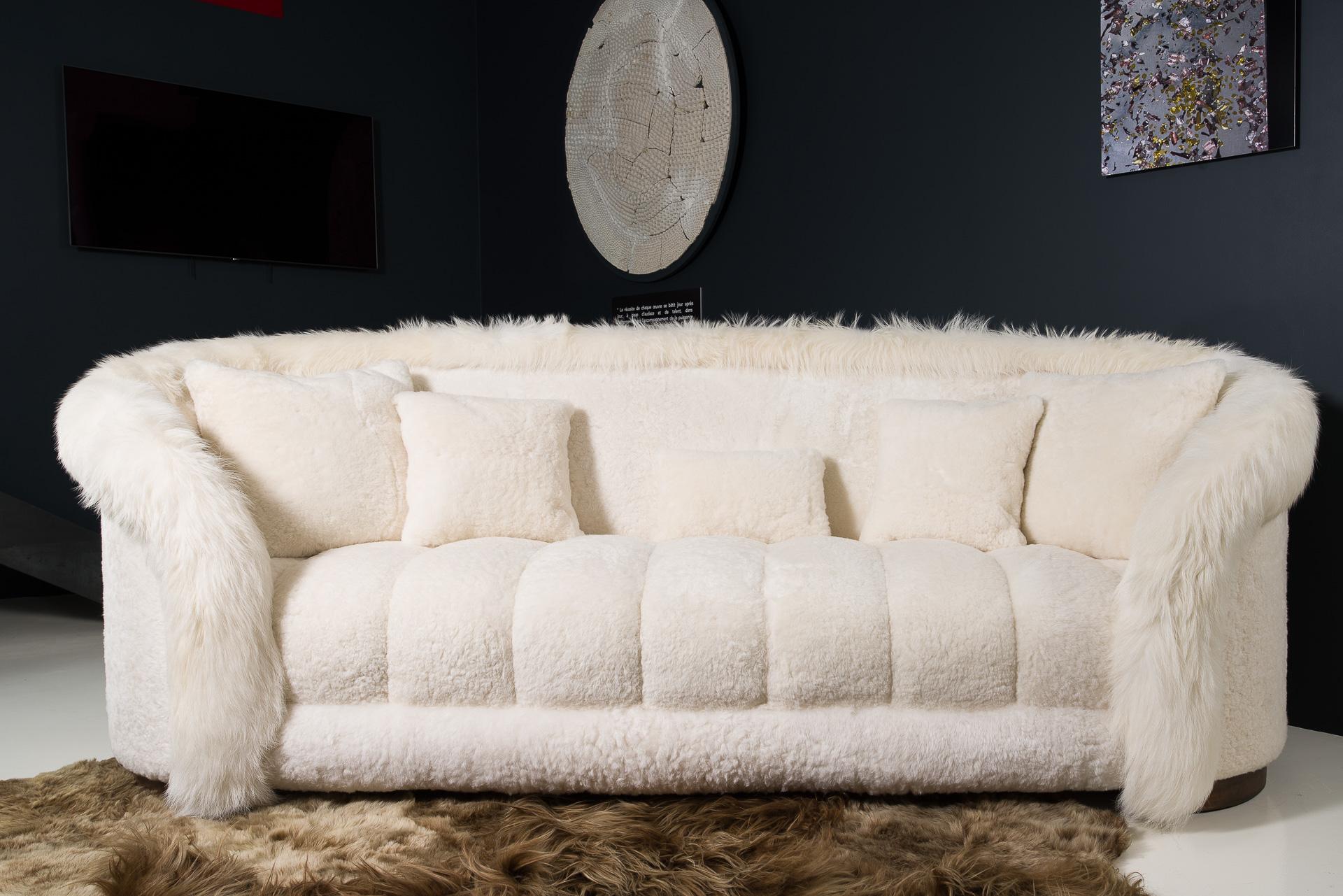 Contemporary White Fur Sofa, The Lady, Limited Edition