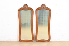 White Furniture French Provincial Louis XV Carved Fruitwood Tall Wall Mirrors