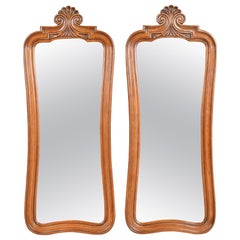 Used White Furniture French Provincial Louis XV Carved Fruitwood Tall Wall Mirrors