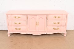 White Furniture French Provincial Louis XV Pink Lacquered Triple Dresser