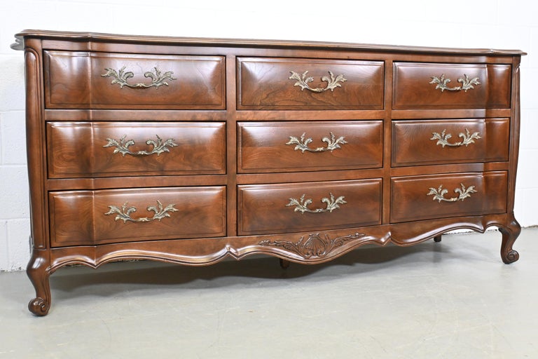 Lacquered White Furniture French Provincial Nine-Drawer Dresser For Sale