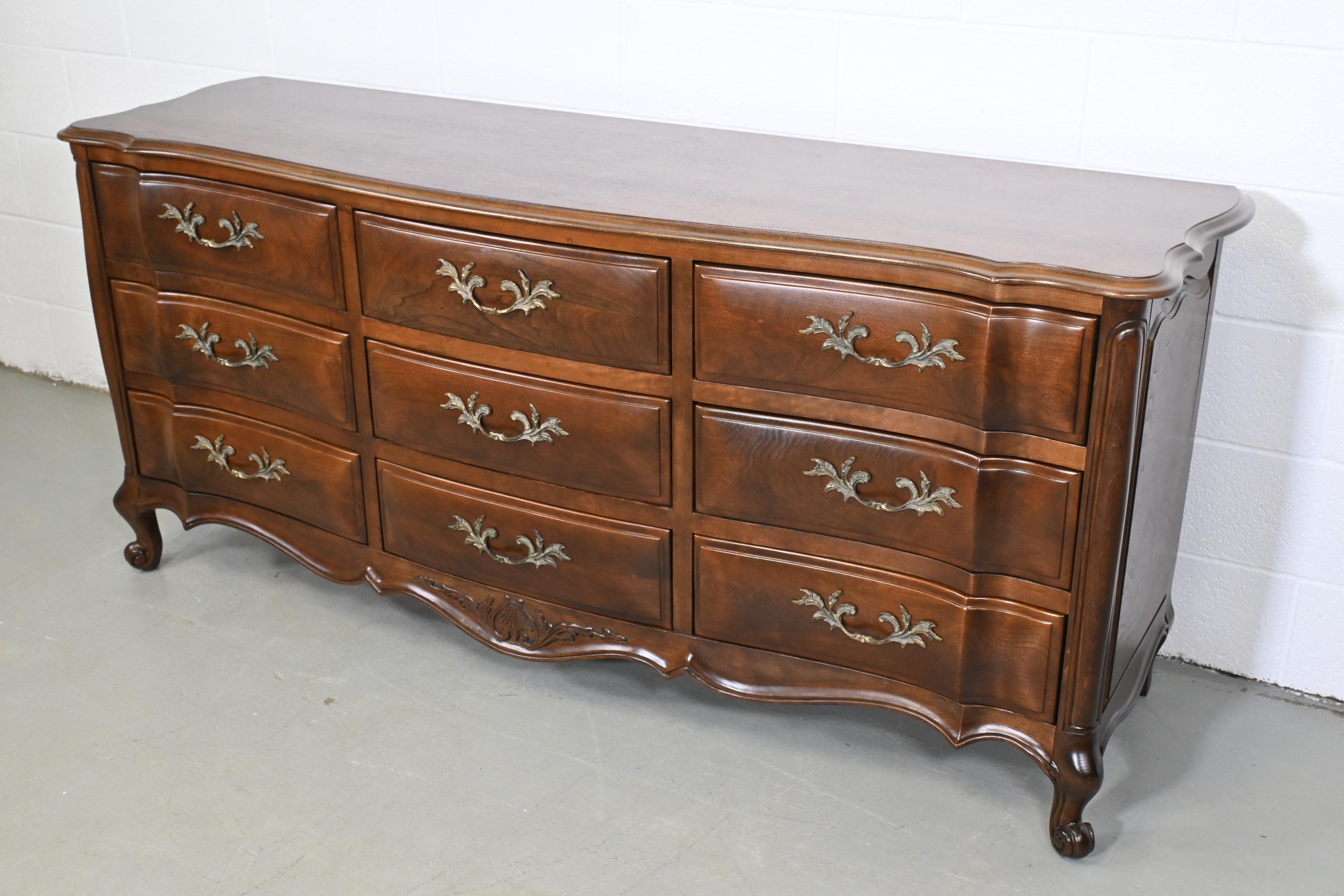 Lacquered White Furniture French Provincial Nine-Drawer Dresser