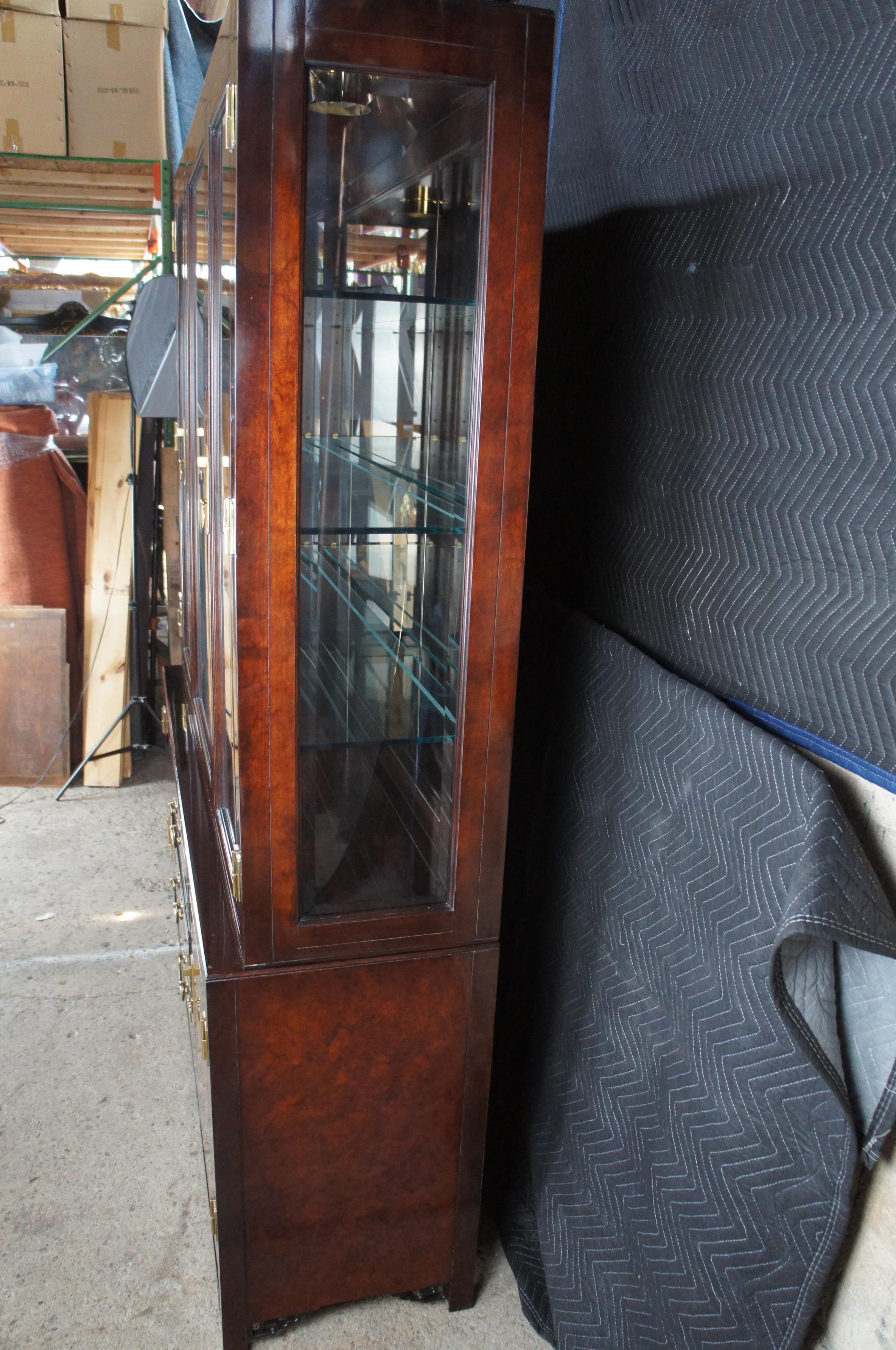 White Furniture Mahogany & Burl Mandarin Chinoiserie China Display Cabinet For Sale 3