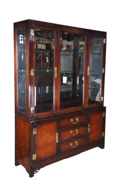 White Furniture Mahogany & Burl Mandarin Chinoiserie China Display Cabinet