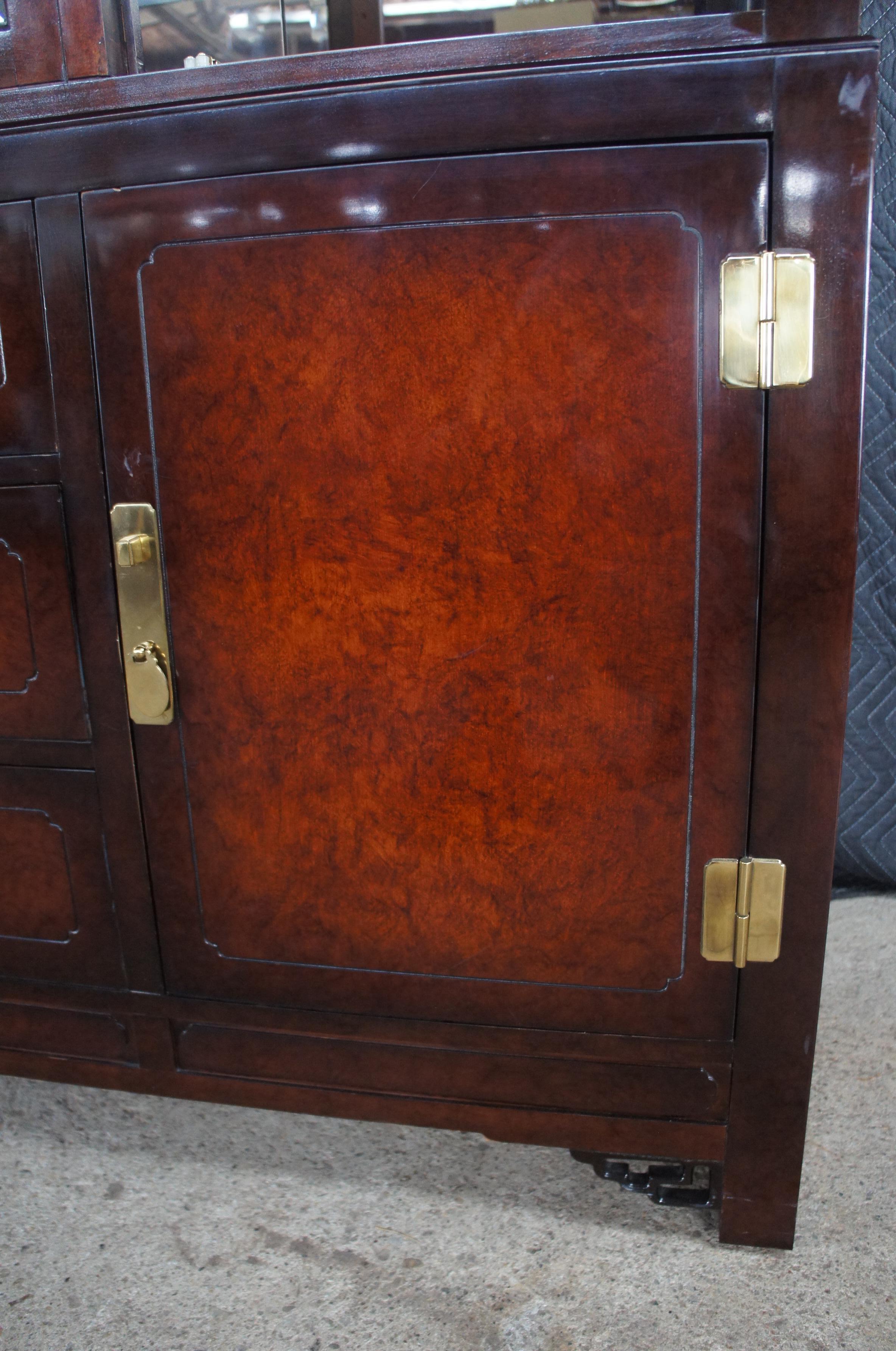 White Furniture Mahogany & Burl Mandarin Chinoiserie China Display Cabinet For Sale 2