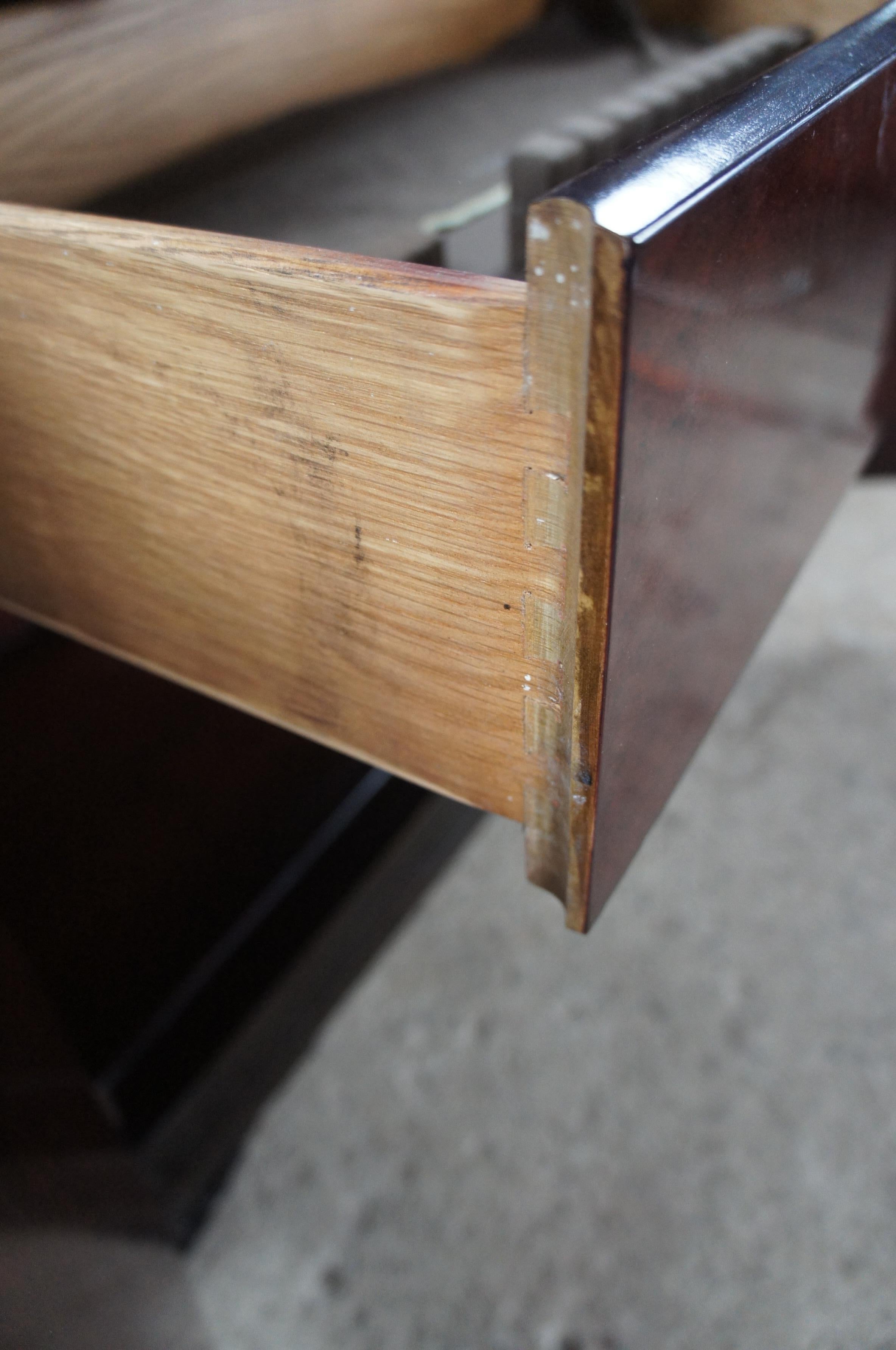 Brass White Furniture Mahogany & Burl Mandarin Chinoiserie Flip Top Buffet Server For Sale