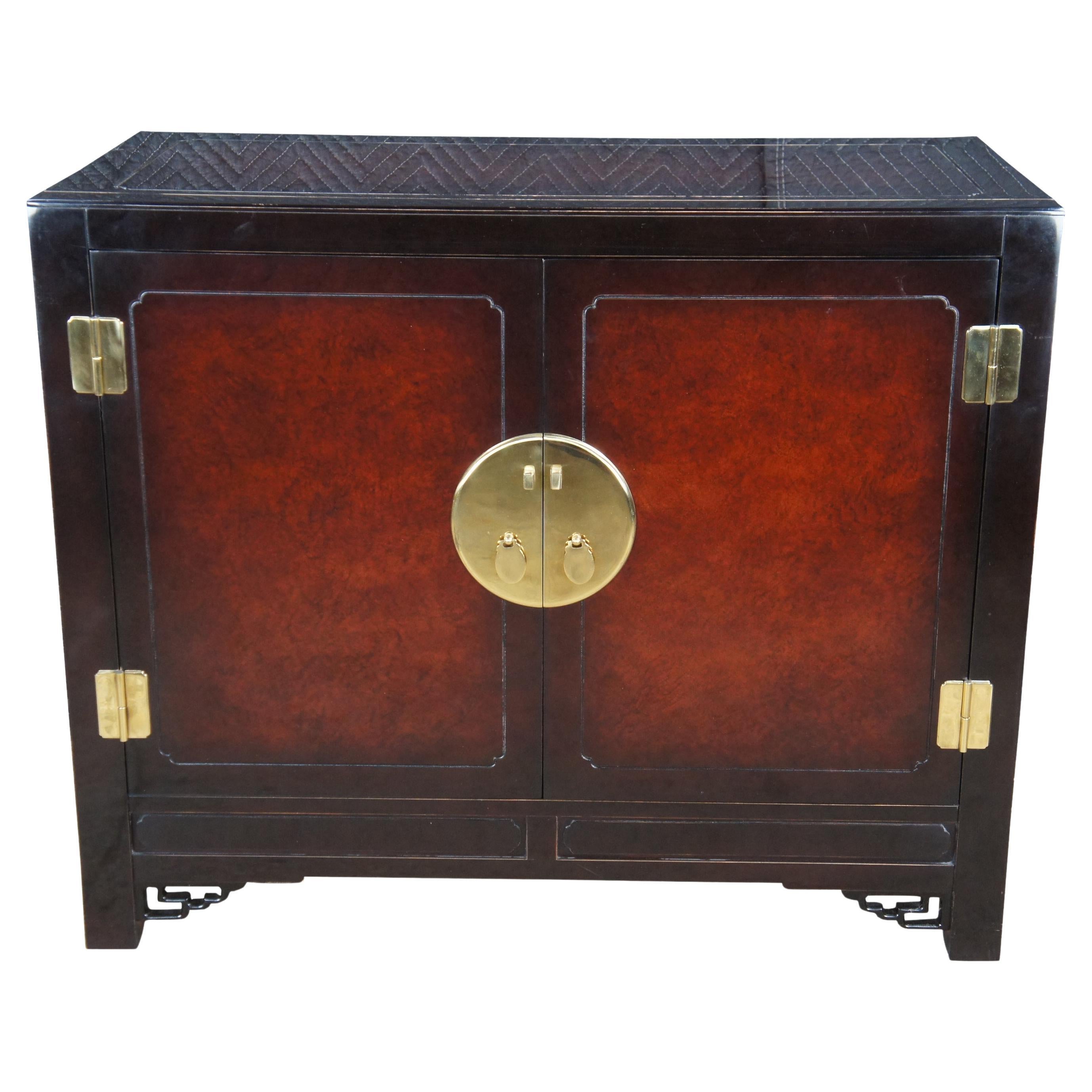 White Furniture Mahogany & Burl Mandarin Chinoiserie Flip Top Buffet Server