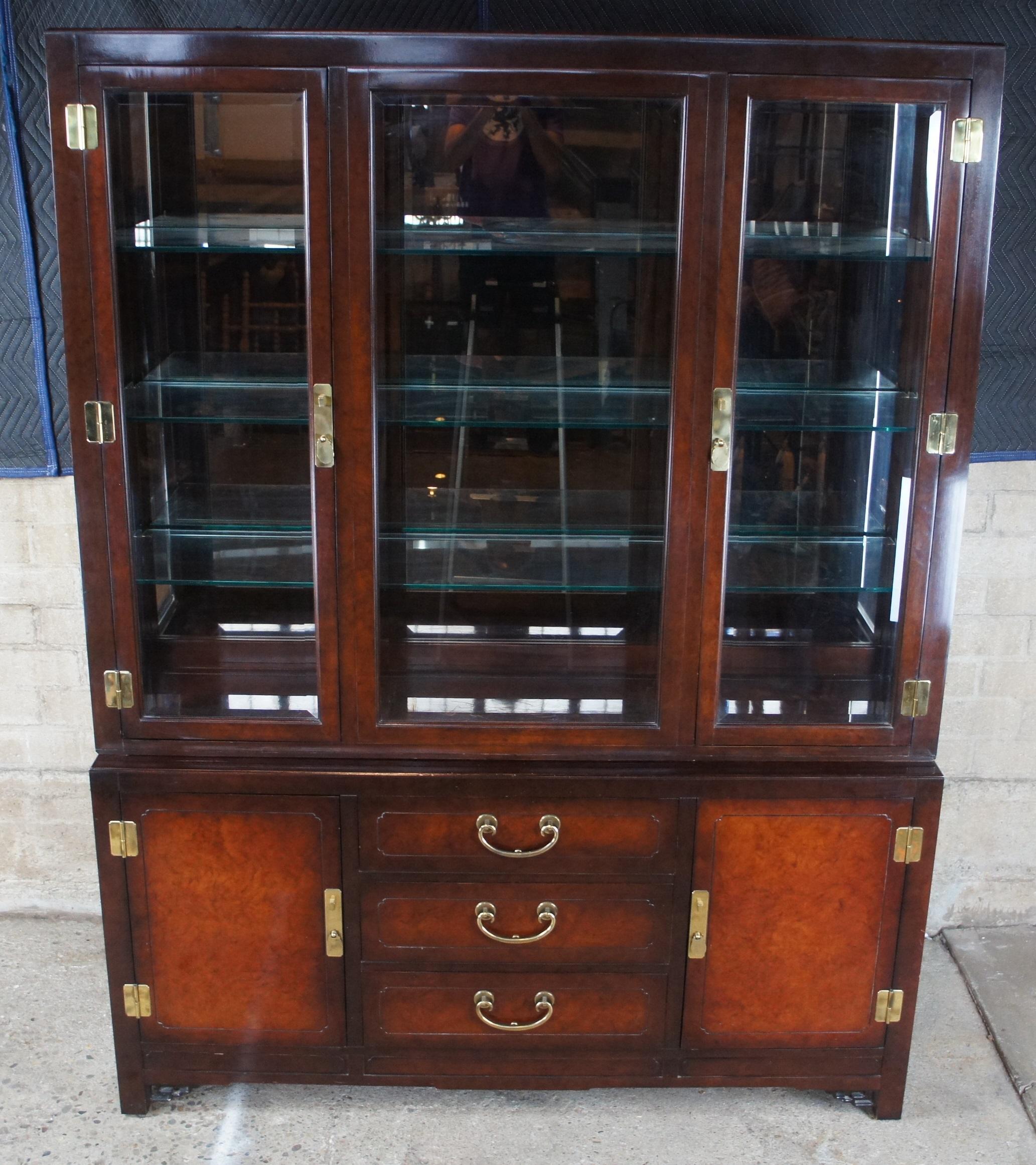 White Furniture Mahogany & Burl Mandarin Ming Chinoiserie China Display Cabinet 2