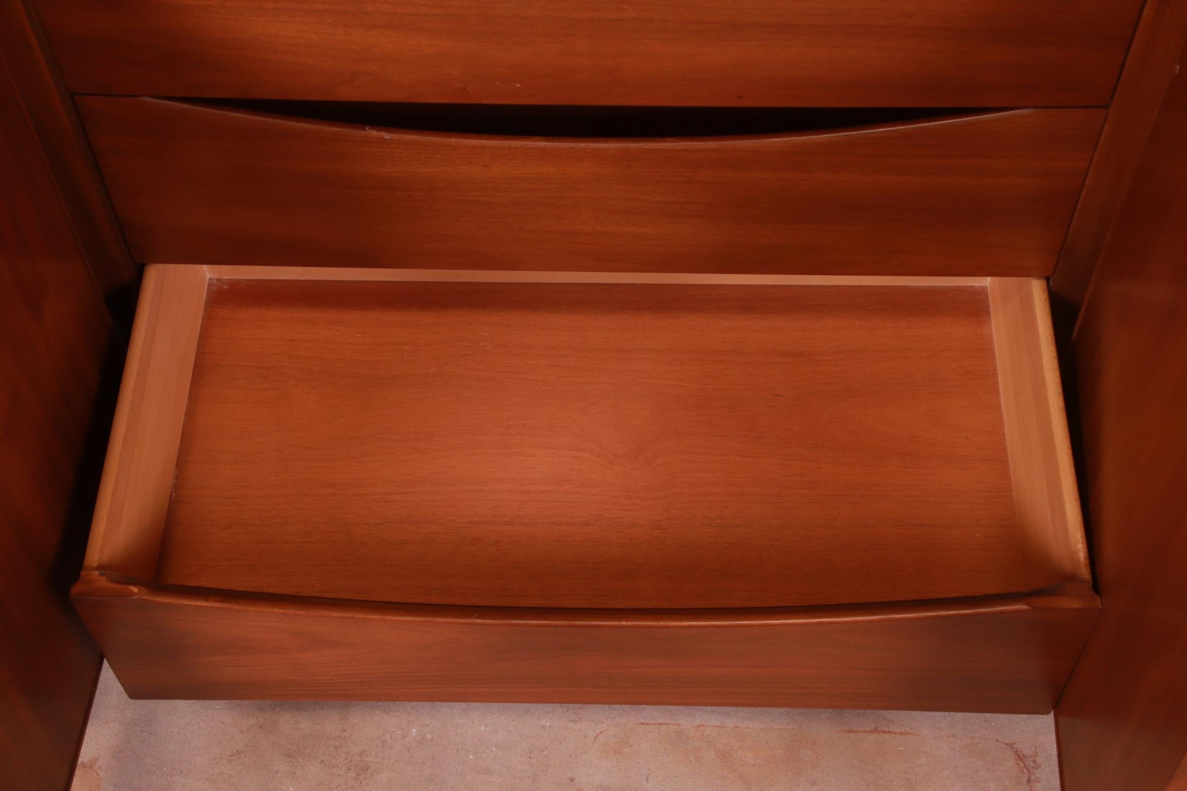White Furniture Mid-Century Modern Sculpted Walnut Breakfront Bookcase Cabinet 1