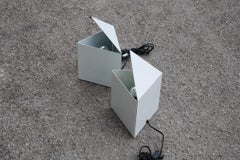 White Geometric Table lamp Italian Design Lamperti Minimal Light, 1970s