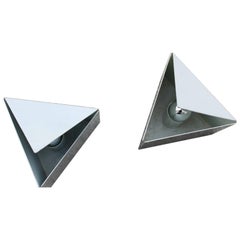 Lampada da tavolo bianca geometrica Design italiano Lamperti Minimal Light, anni '70