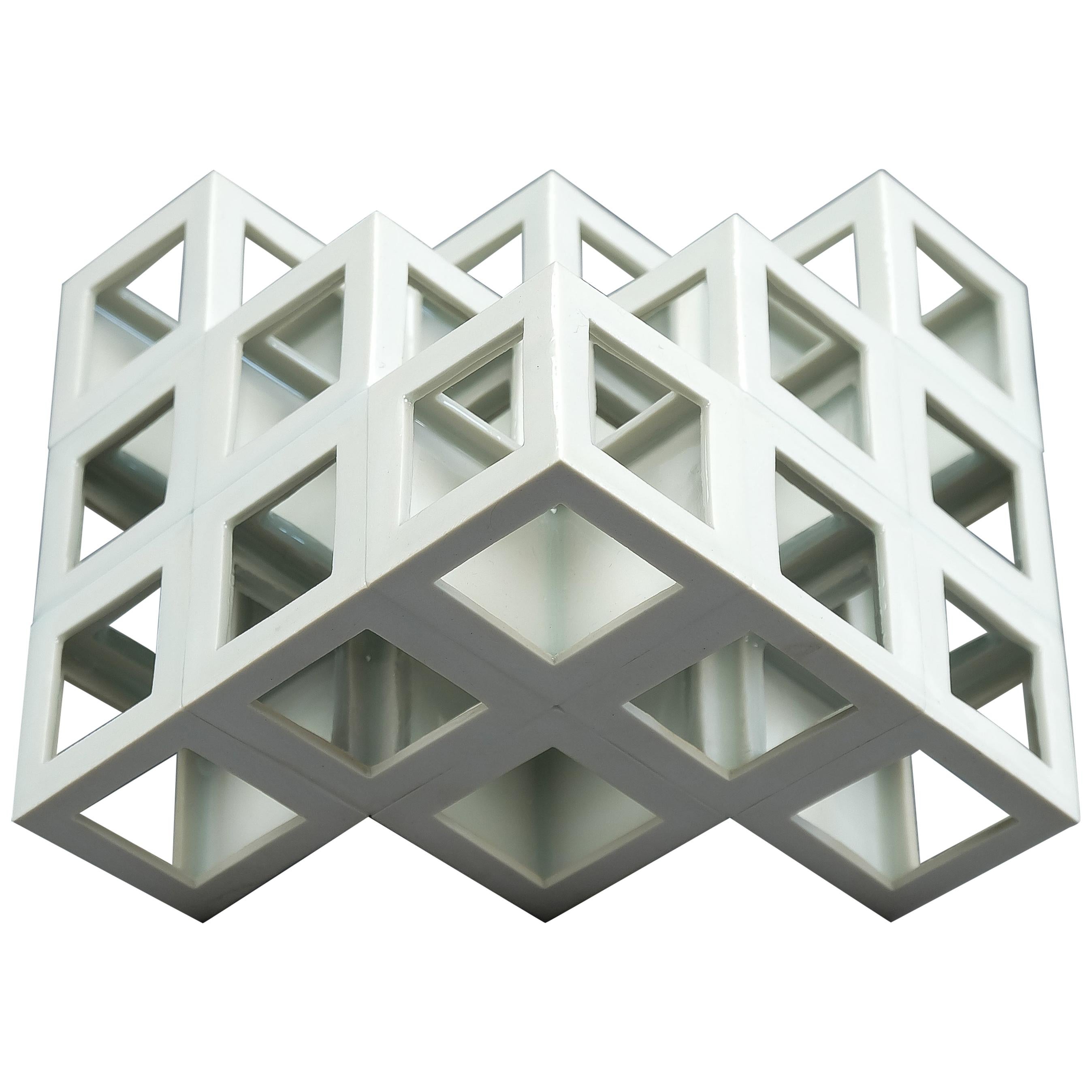 White Geometrical Minimal Porcelain Sculpture For Sale