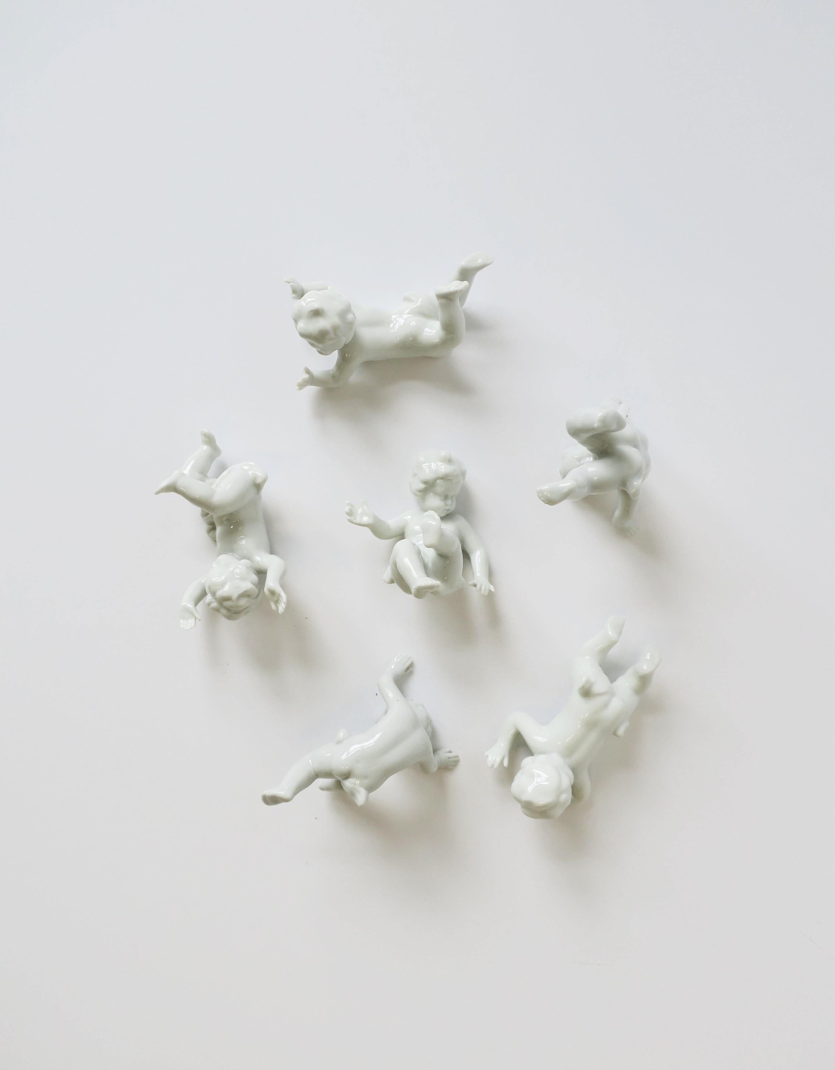 German White Porcelain Nude Putti Sculptures, Set of 6 For Sale 3