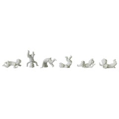 German White Porcelain Nude Putti Sculptures, Set of 6