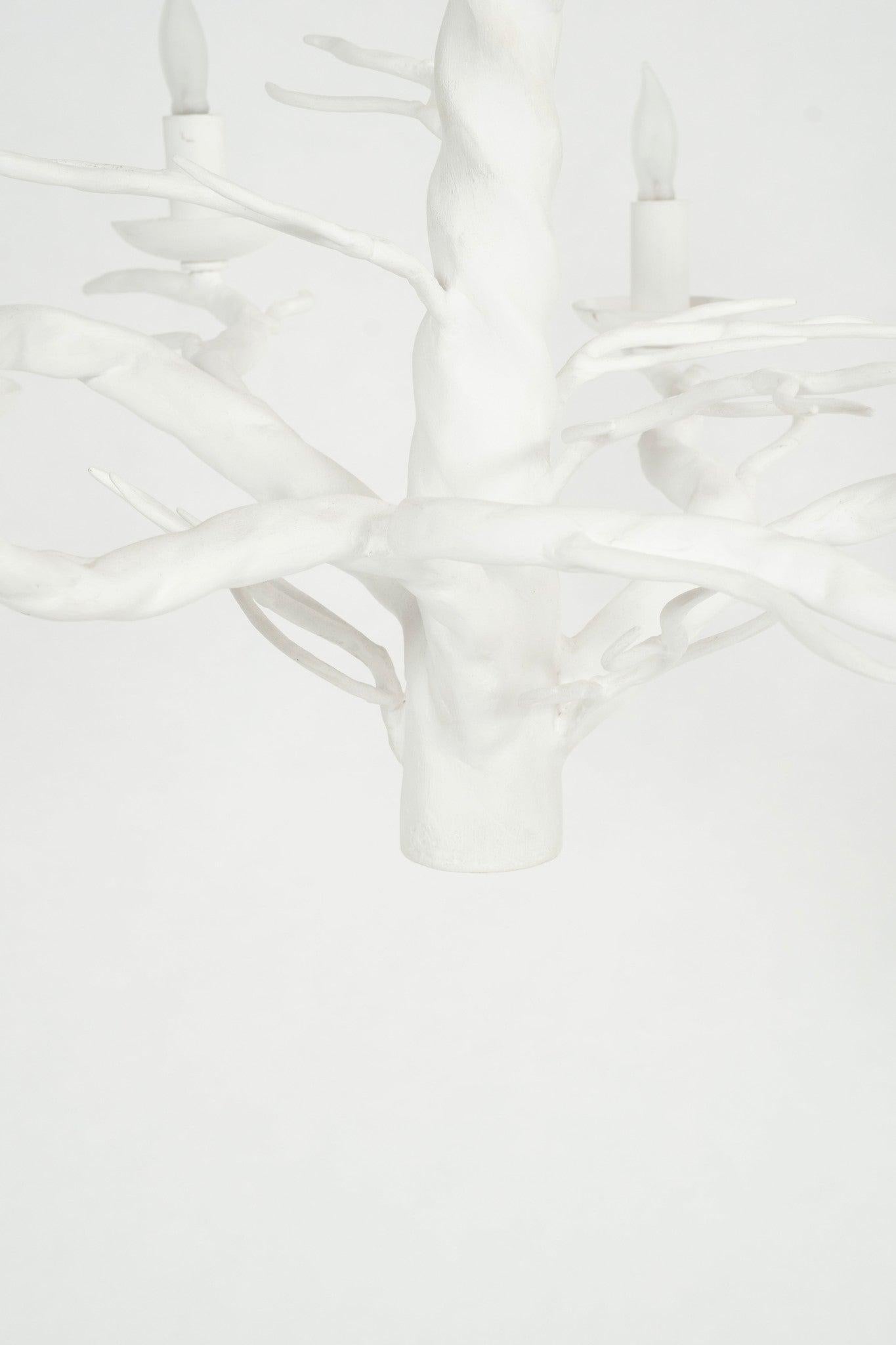Organic Modern White Gesso Branch Chandelier