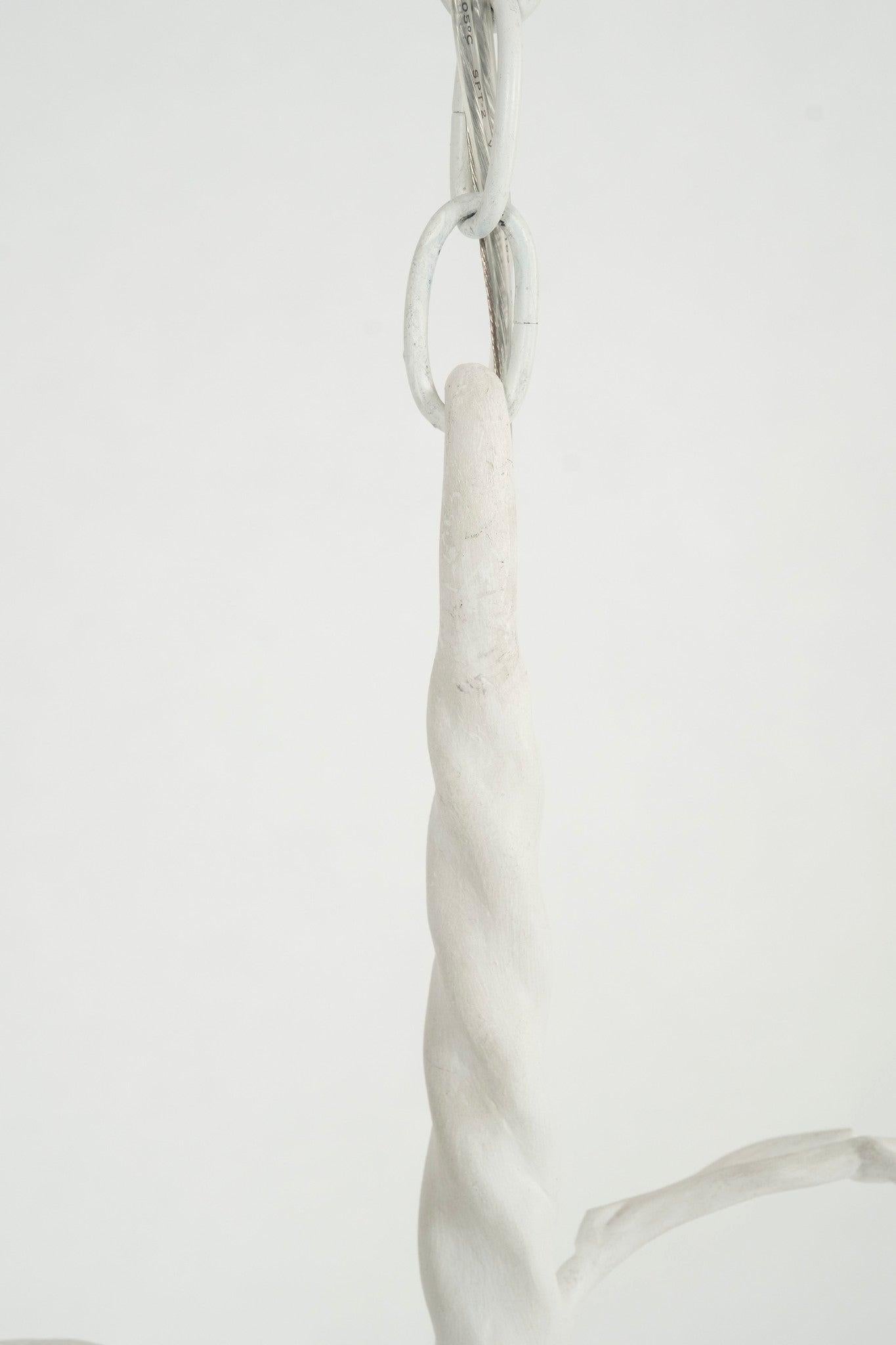 White Gesso Branch Chandelier In Good Condition In Houston, TX