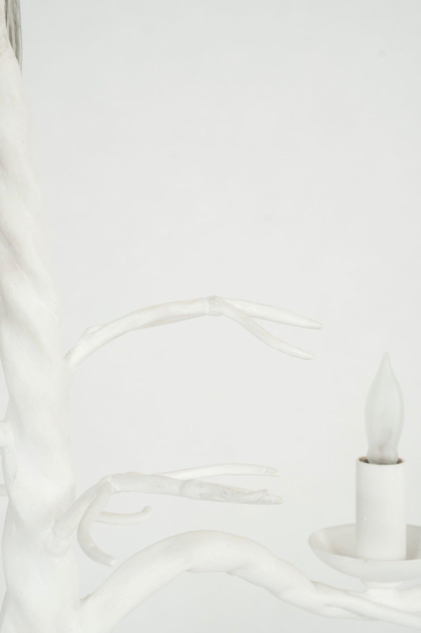 Contemporary White Gesso Branch Chandelier