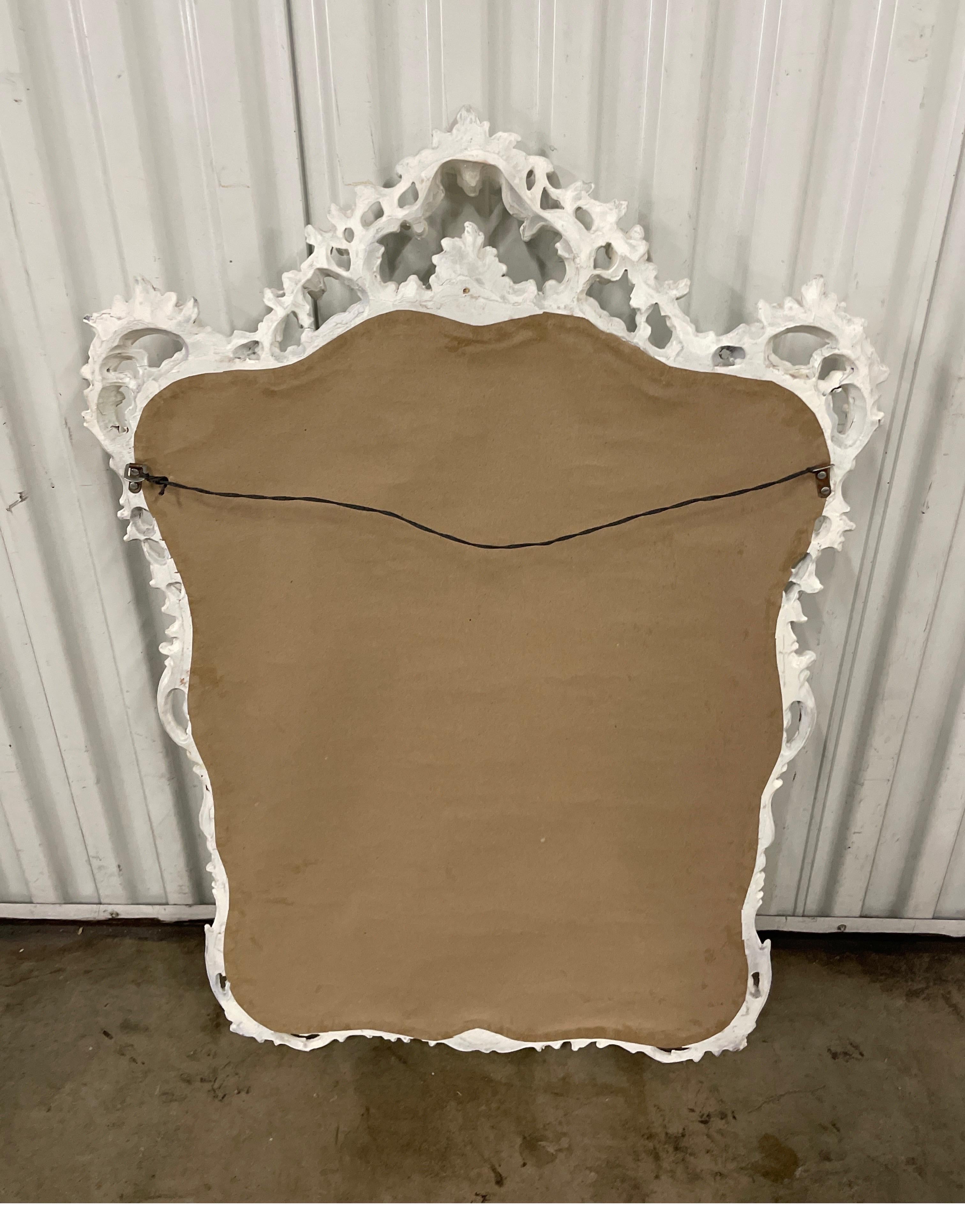 White Gesso Painted Carved Wood Italian Mirror For Sale 6