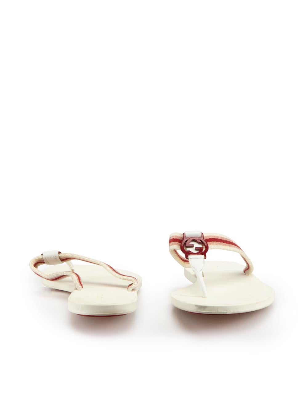 White GG Web Strap Sandals Size IT 38 In Good Condition For Sale In London, GB