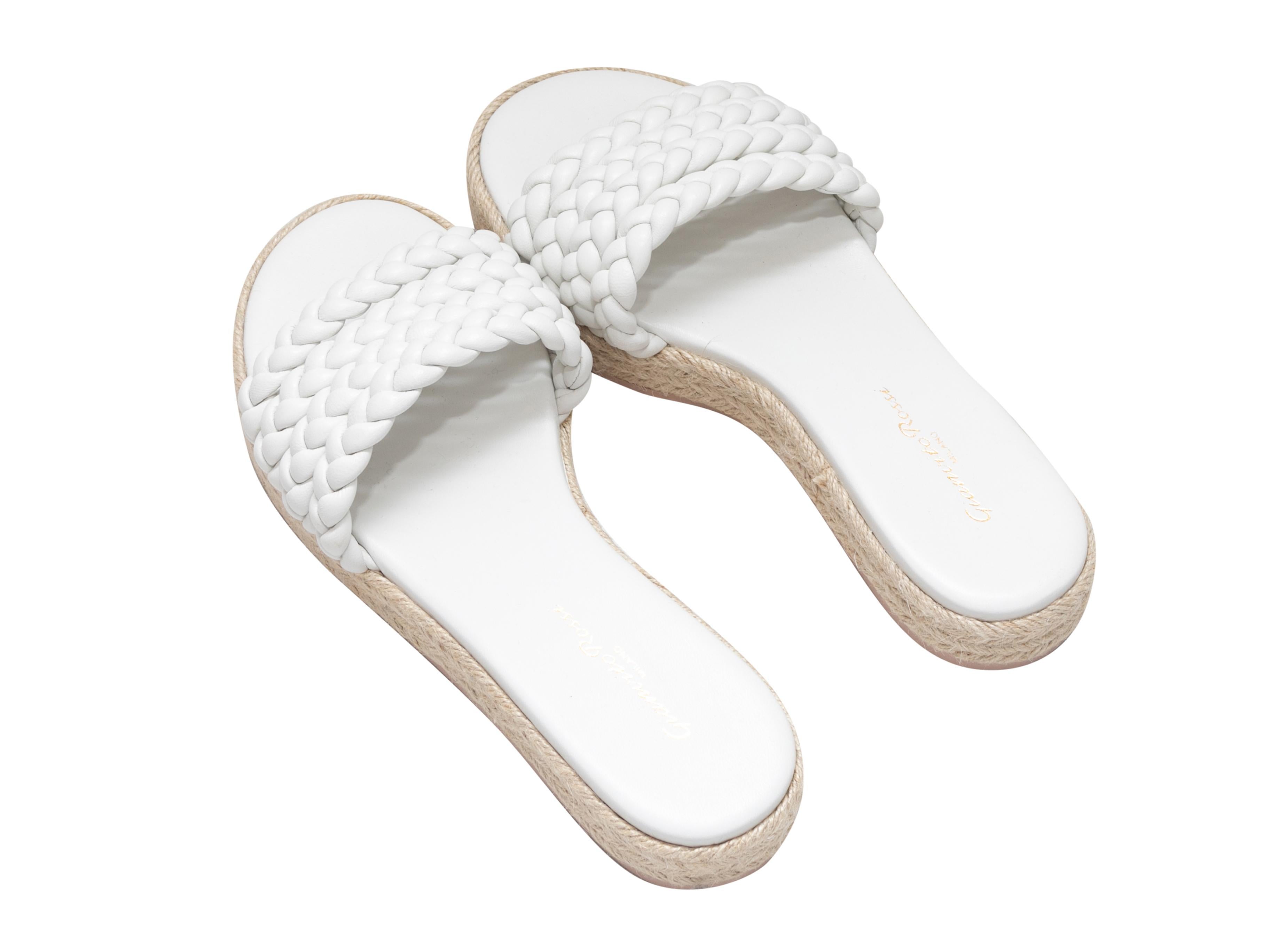 Weiße Gianvito Rossi Geflochtene Espadrille Slides im Zustand „Gut“ im Angebot in New York, NY