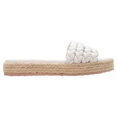 Weiße Gianvito Rossi Geflochtene Espadrille Slides