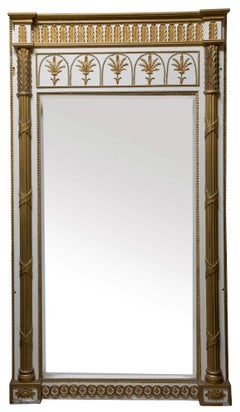 White and Gilt Regency Style Pier Mirror