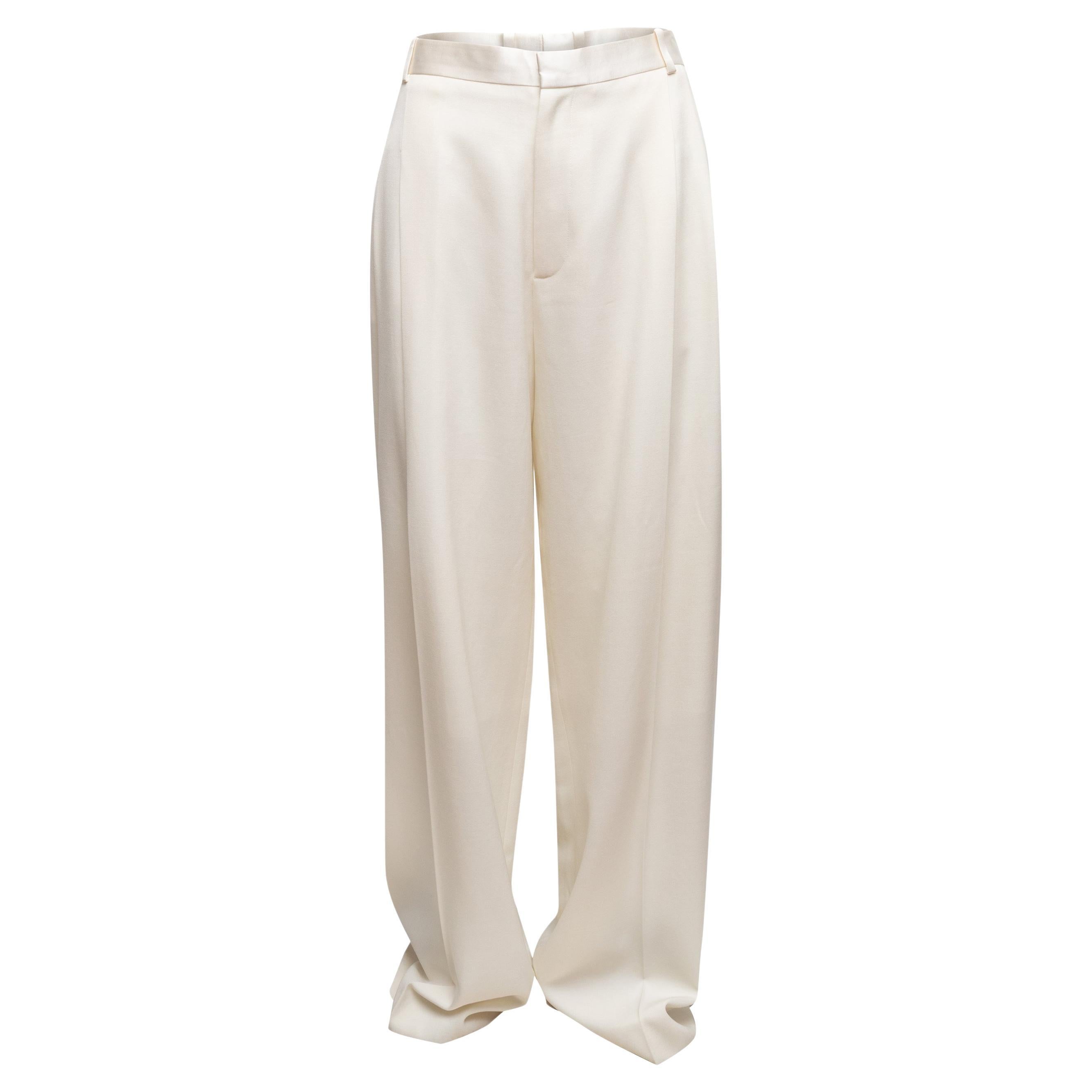 Weiße Givenchy Hose aus Wolle mit weitem Bein Größe FR 42 im Angebot