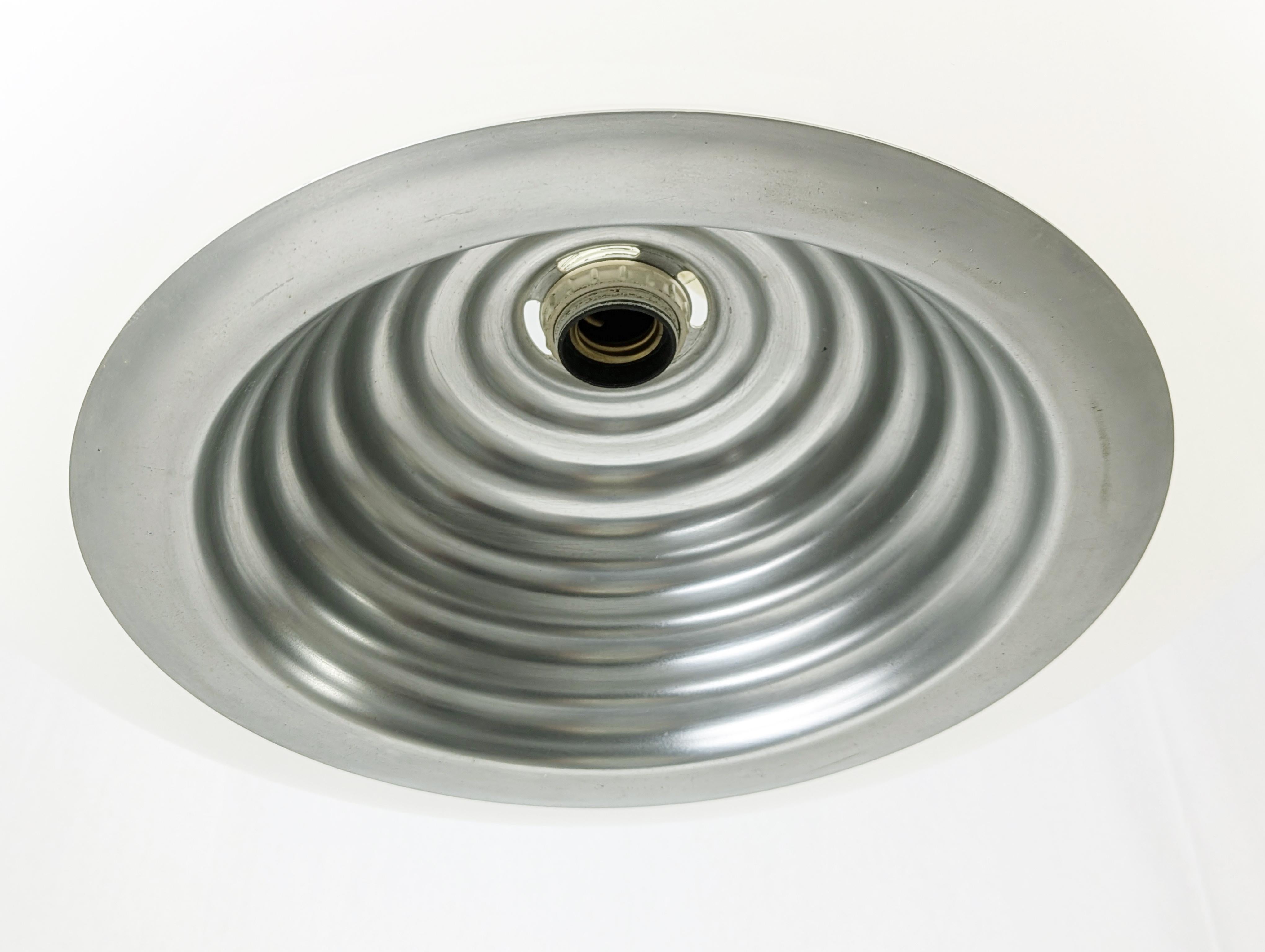 Space Age White Glass, Aluminum & Plastic Black & White Pendant by Castiglioni for Flos For Sale