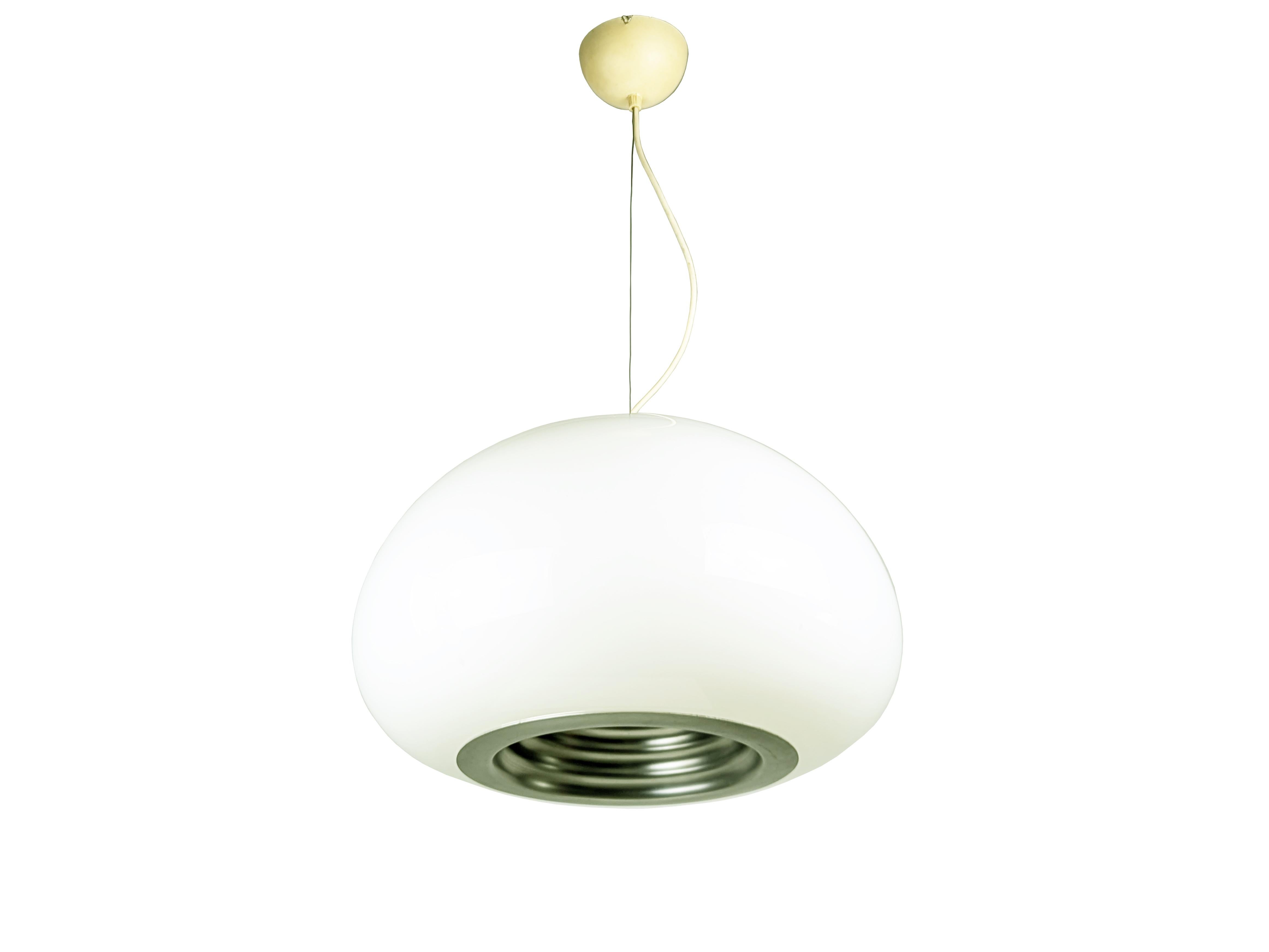White Glass, Aluminum & Plastic Black & White Pendant by Castiglioni for Flos For Sale 1