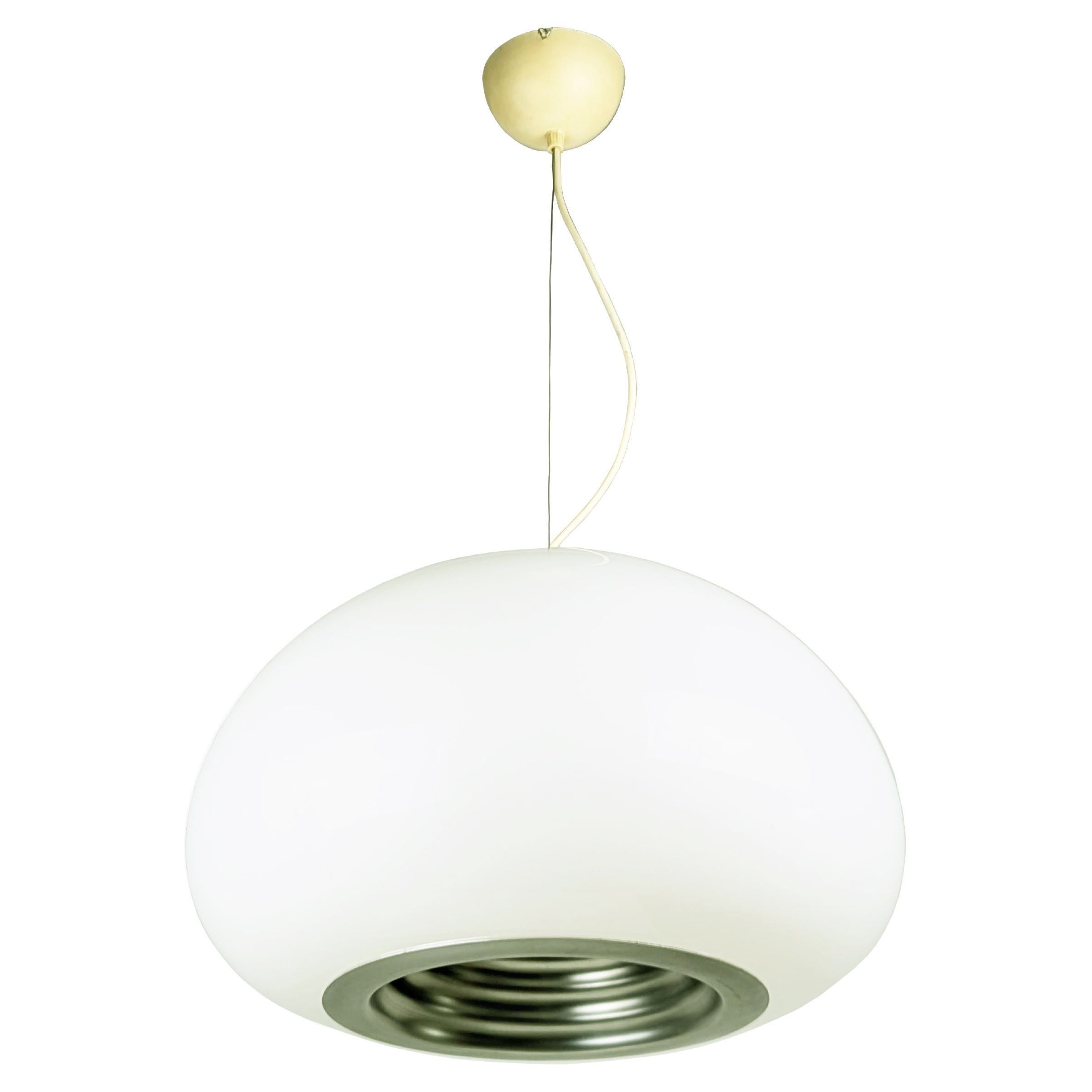 White Glass, Aluminum & Plastic Black & White Pendant by Castiglioni for Flos