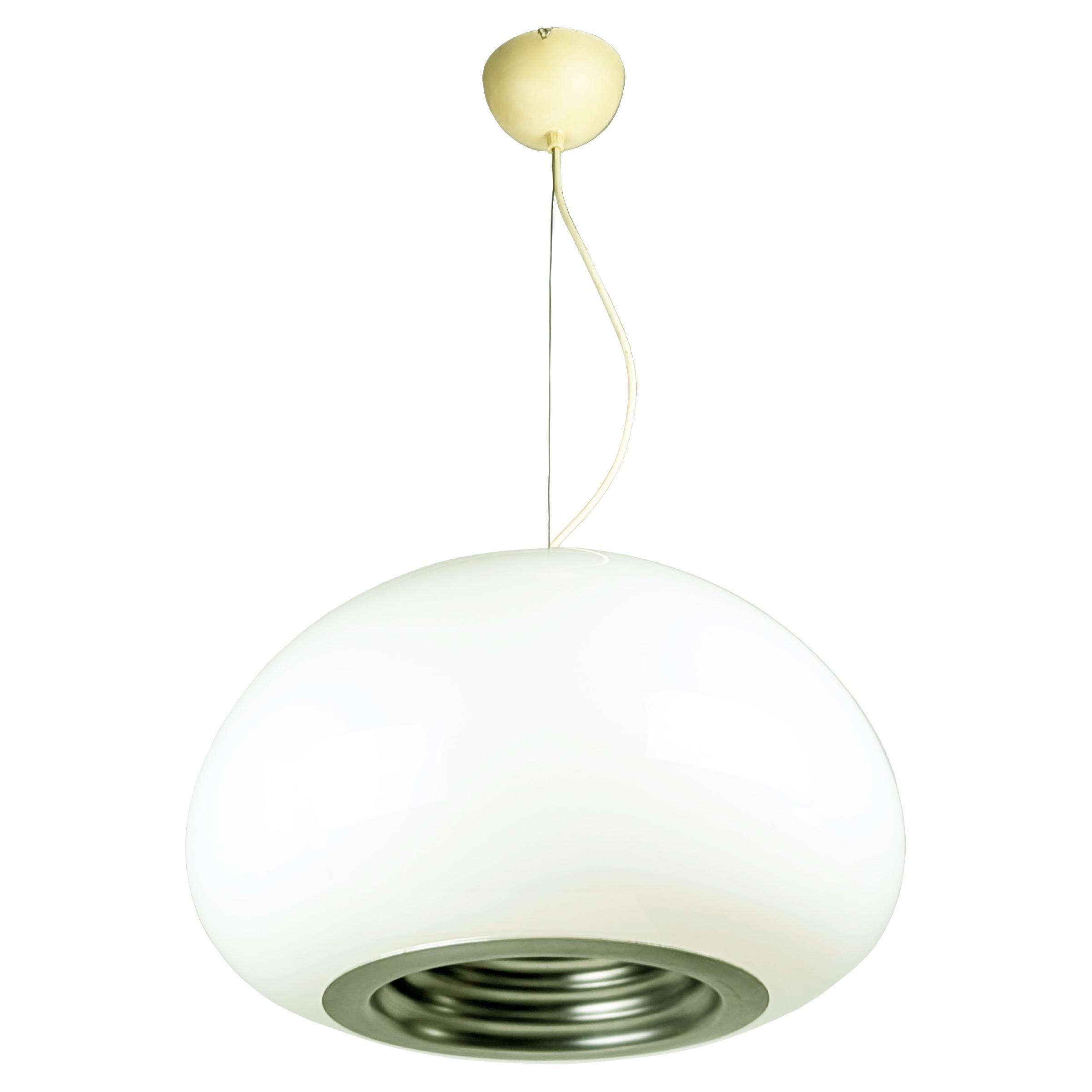 White Glass, Aluminum & Plastic Black & White Pendant by Castiglioni for Flos