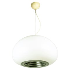 White Glass, Aluminum & Plastic Black & White Pendant by Castiglioni for Flos
