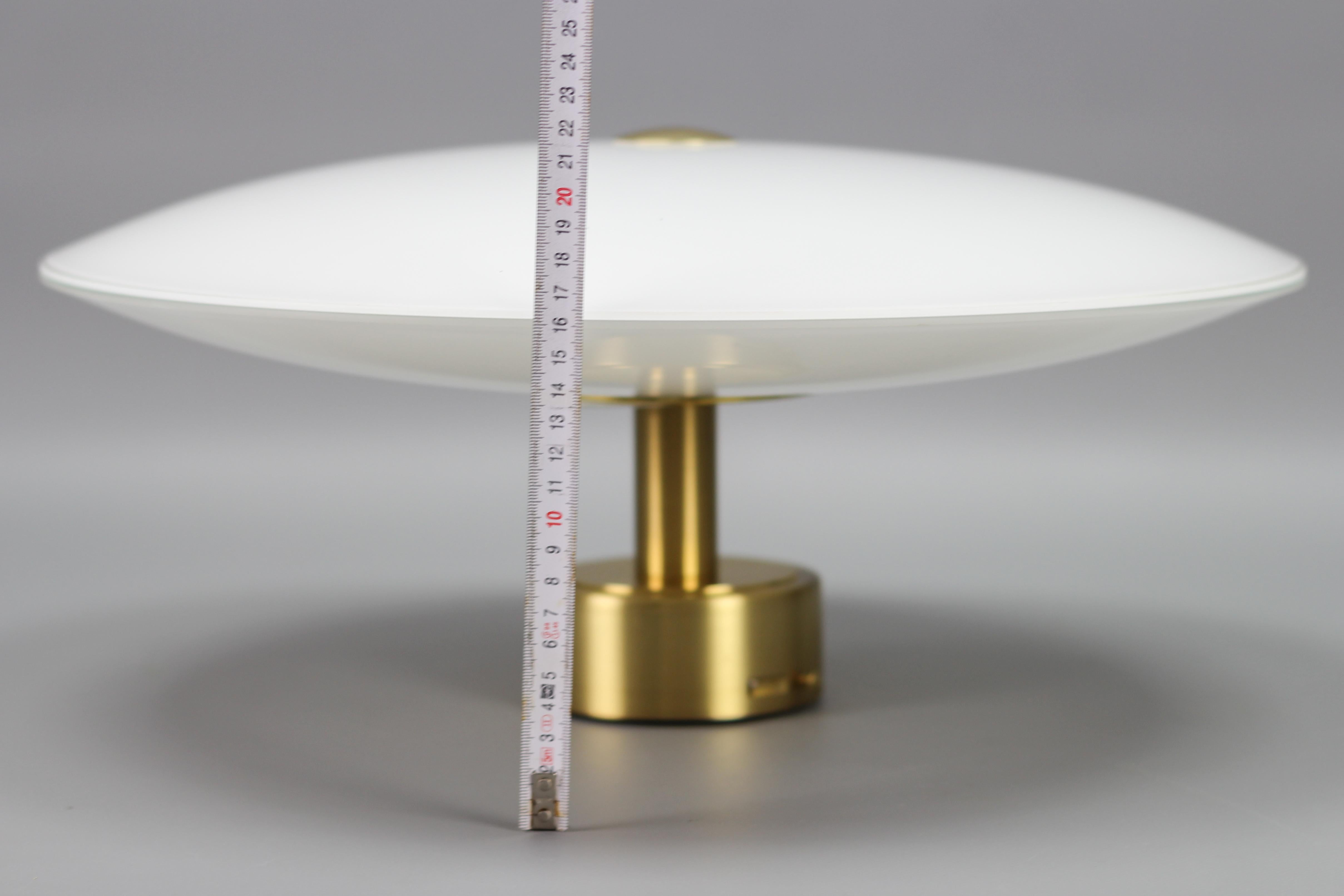White Glass and Brass Flush Mount by B + M Leuchten, Germany For Sale 10
