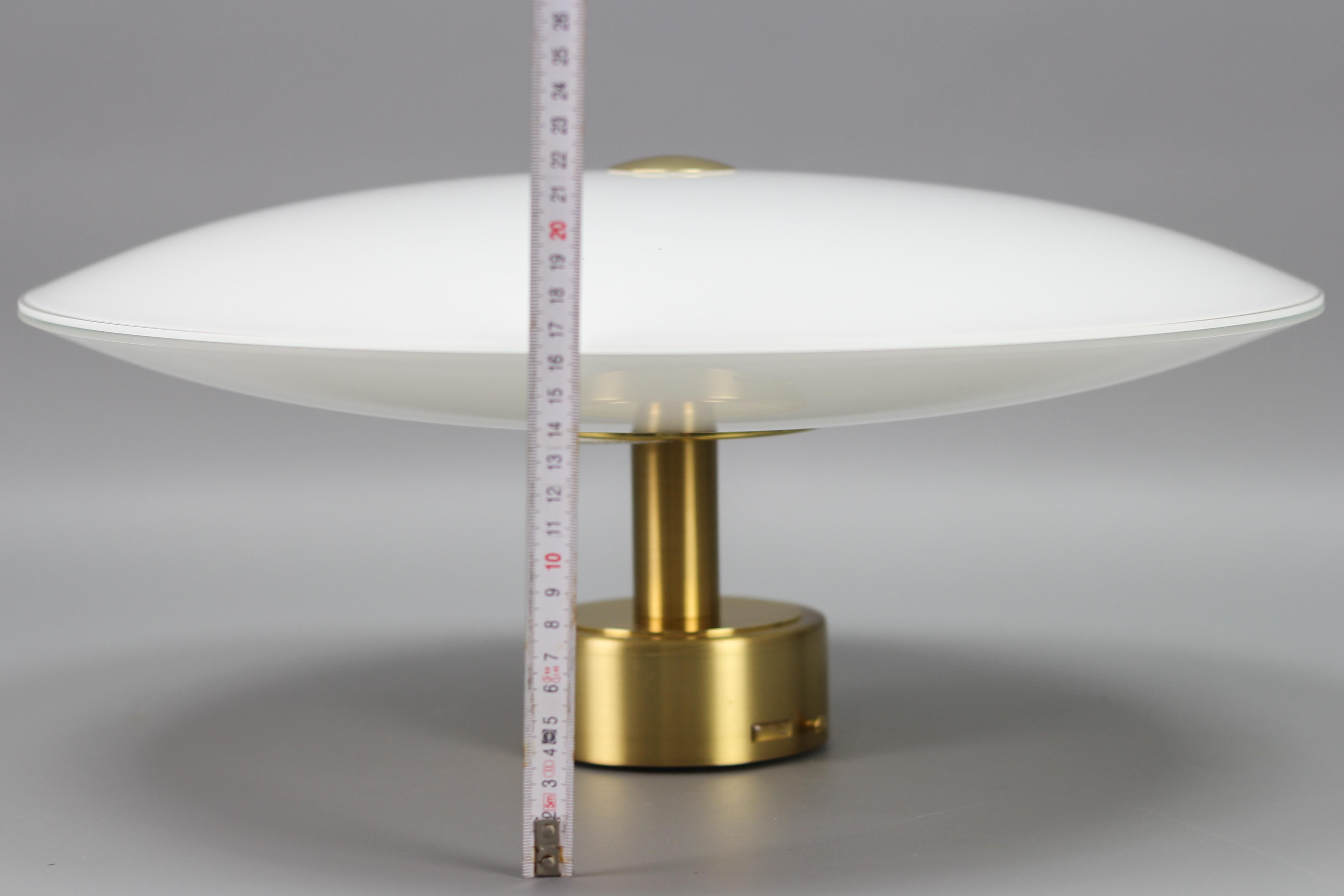 White Glass and Brass Flush Mount by B + M Leuchten, Germany For Sale 11