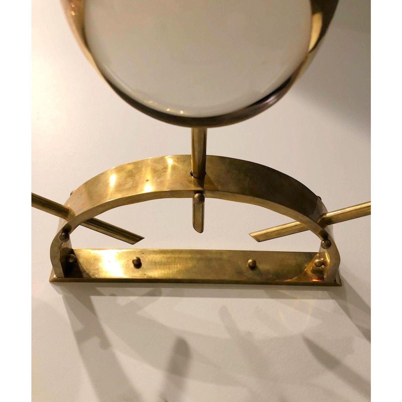 White Glass and Brass Sconces, Italy In Excellent Condition For Sale In Dallas, TX