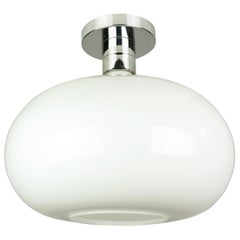 White Glass and Chromed Metal AM5N Flush Mount by F. Albini F. Helg for Sirrah