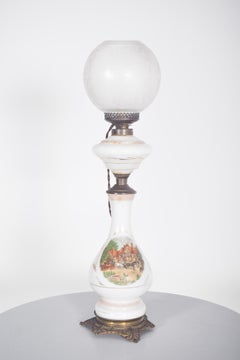 White Glass and Metal Lamp