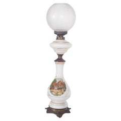 White Glass and Metal Lamp
