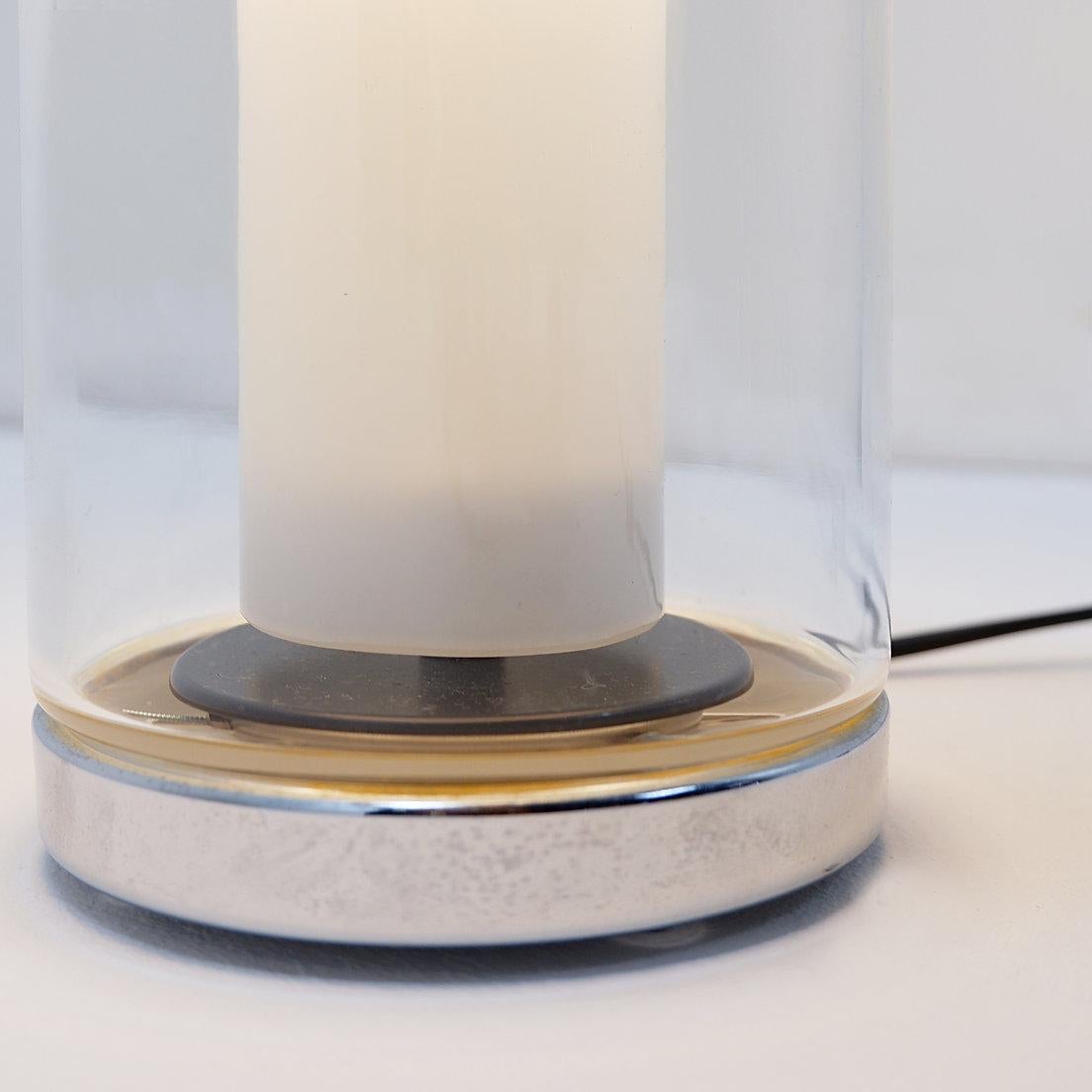 White glass & chrome Peill & Putzler table lamp, 1970 For Sale 2