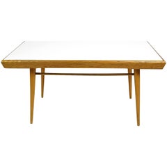 White Glass Coffee Table Interior Praha, 1960s