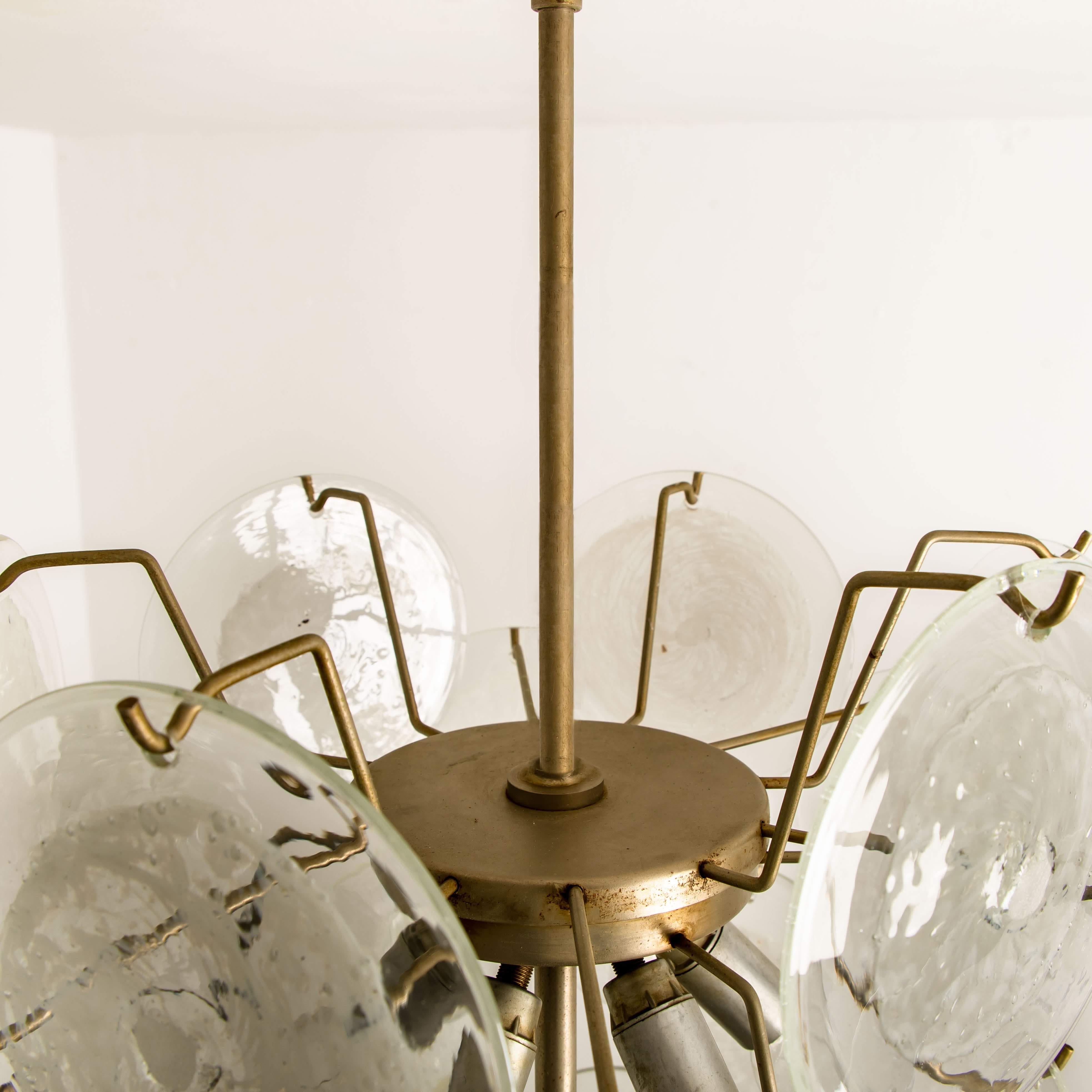 White Glass Disc Chandelier by Vistosi, Italy, 1970s 3